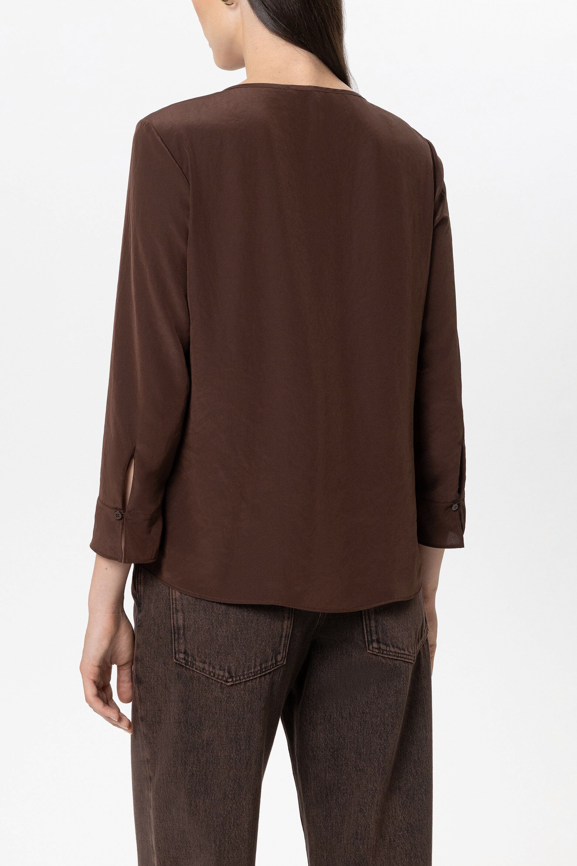 Fließendes Blusenshirt - marone - Standard | Model Rück