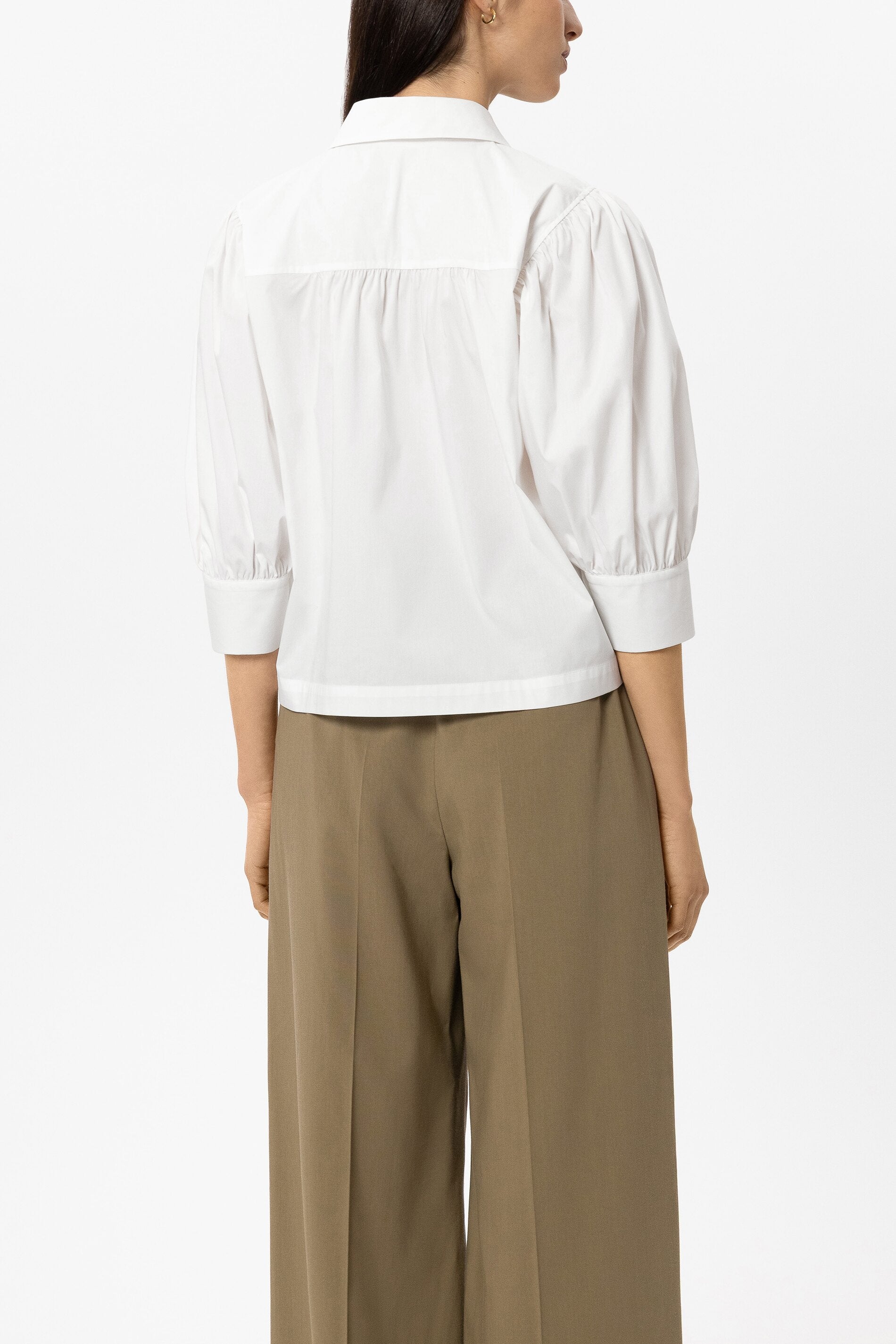 Bluse aus Baumwoll-Mix - white - Standard | Model Rück