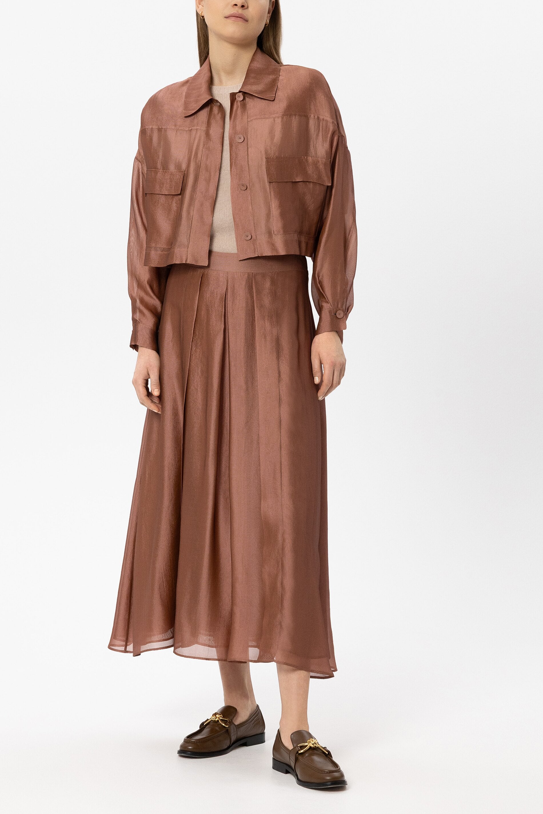 Organza-Overshirt - brick - Standard | Model Front