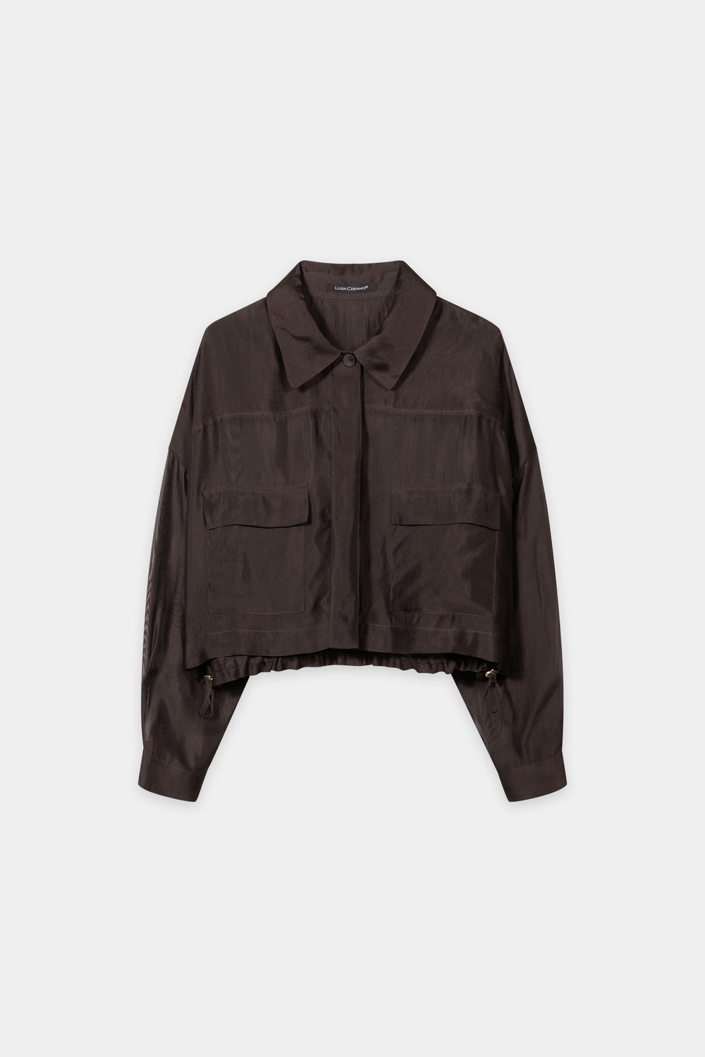 Organza-Overshirt - dark brown - Standard