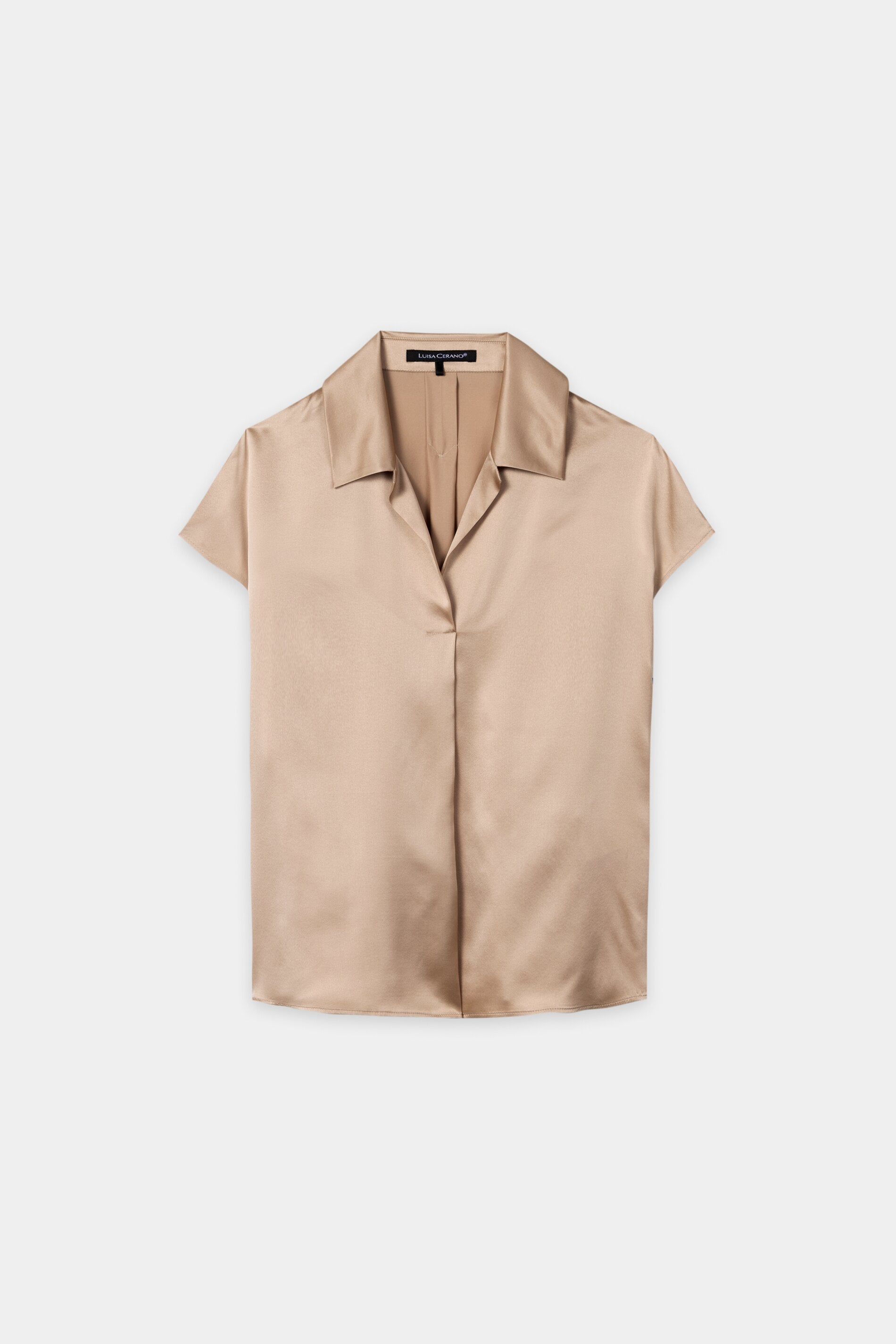 Kurzarm-Seidenbluse - cappuccino - Standard | Artikel Front