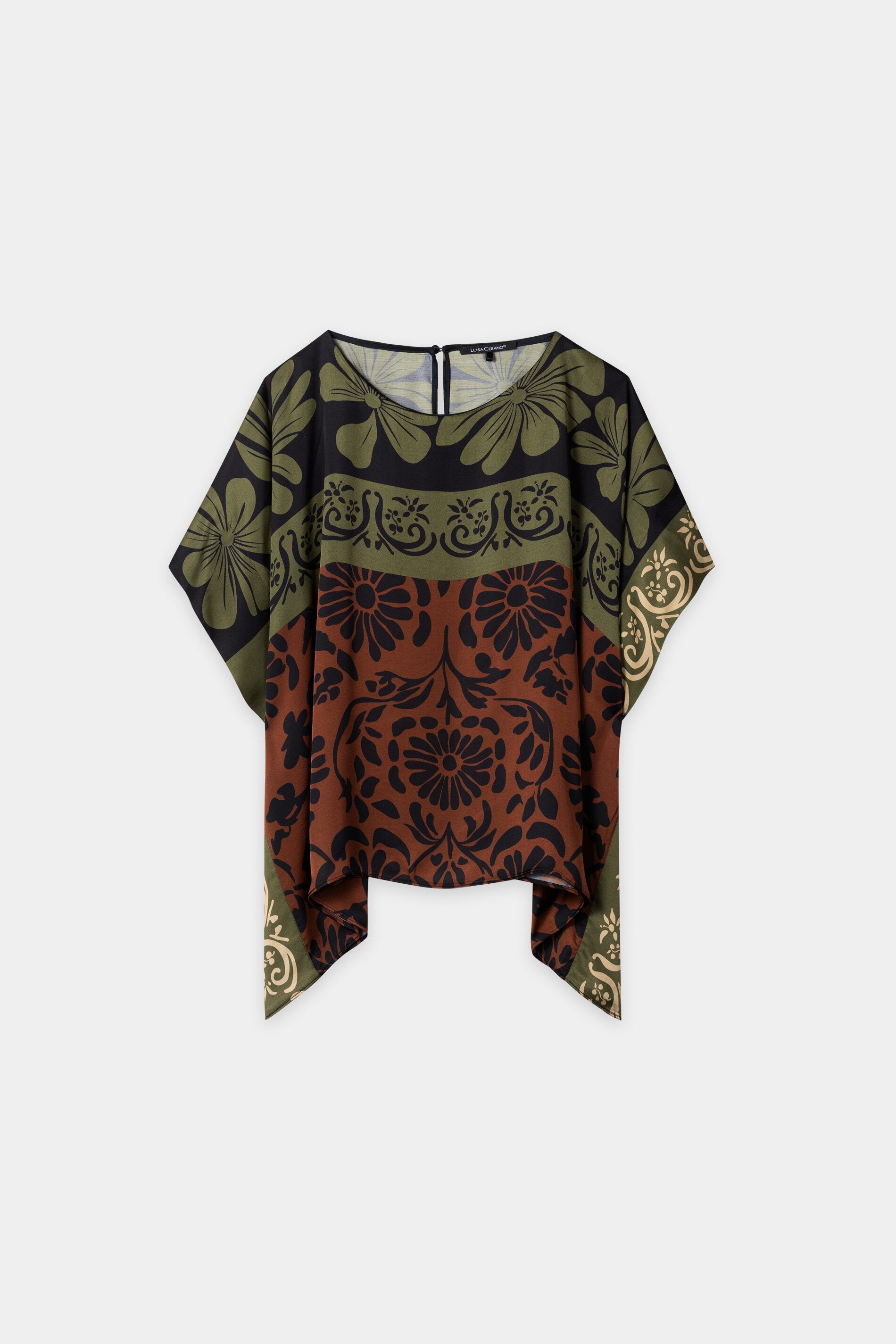 Cape-Bluse mit Leaf-Print - moss - Standard | Artikel Front