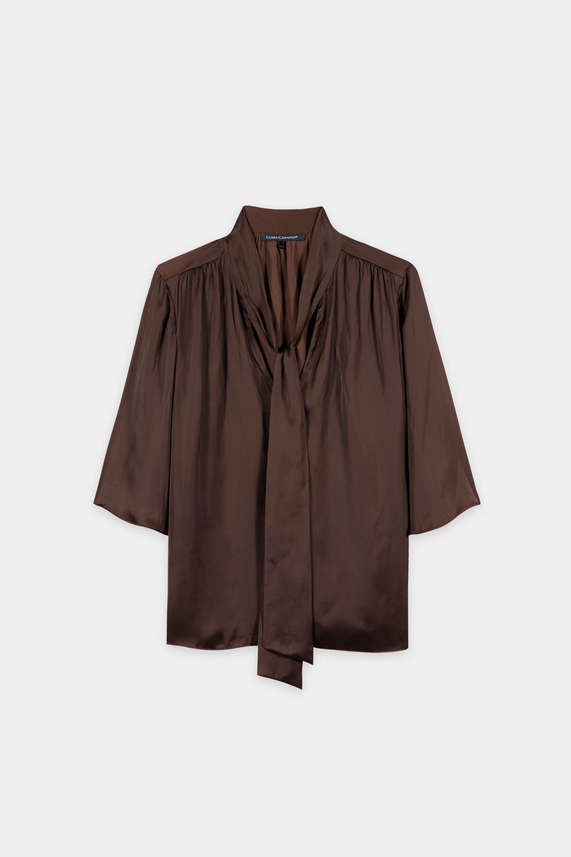 Satin-Bluse mit Schluppe - marone - Standard | Artikel Front