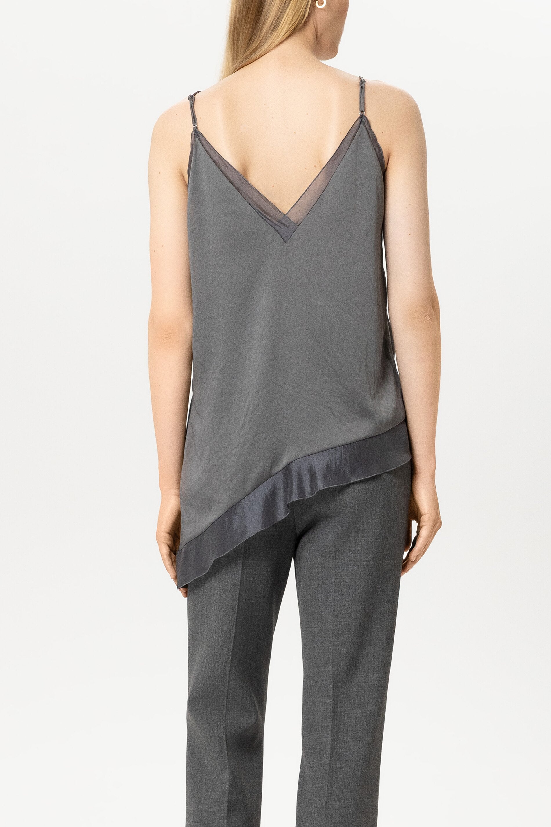 Satin-Organza-Top - heather grey - Standard | Model Rück