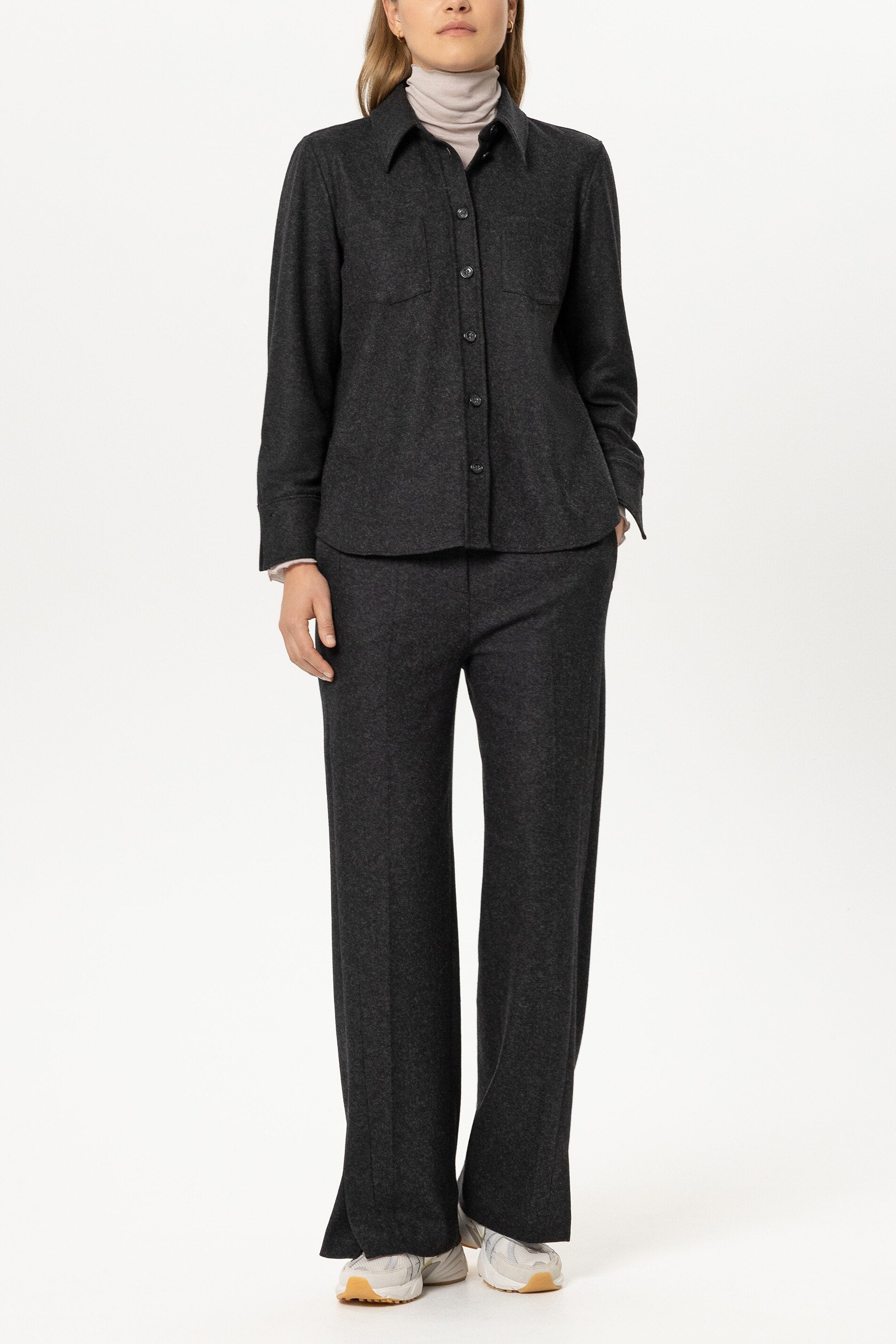Flanell-Hemd - anthracite - Standard | Model Front