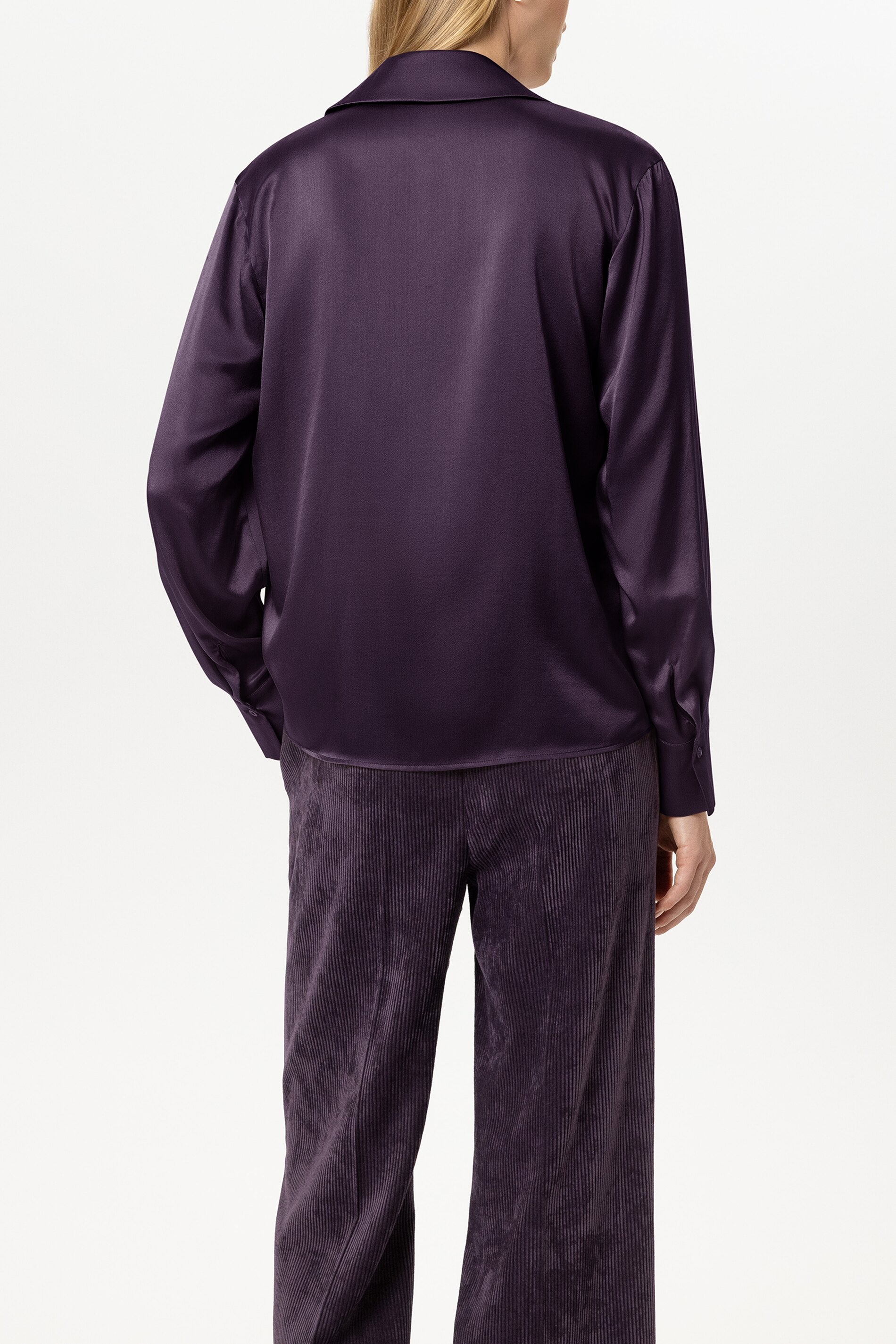 Hemdbluse aus Seiden-Mix - plum - Standard | Model Rück