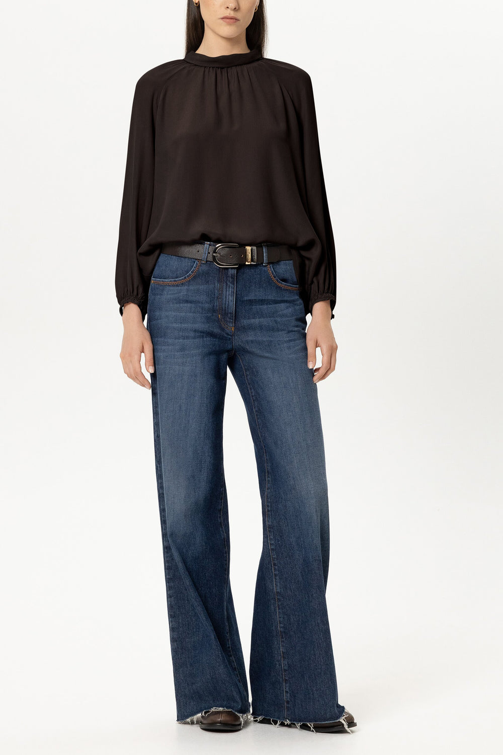 Bluse aus Seiden-Mix - truffle - Standard