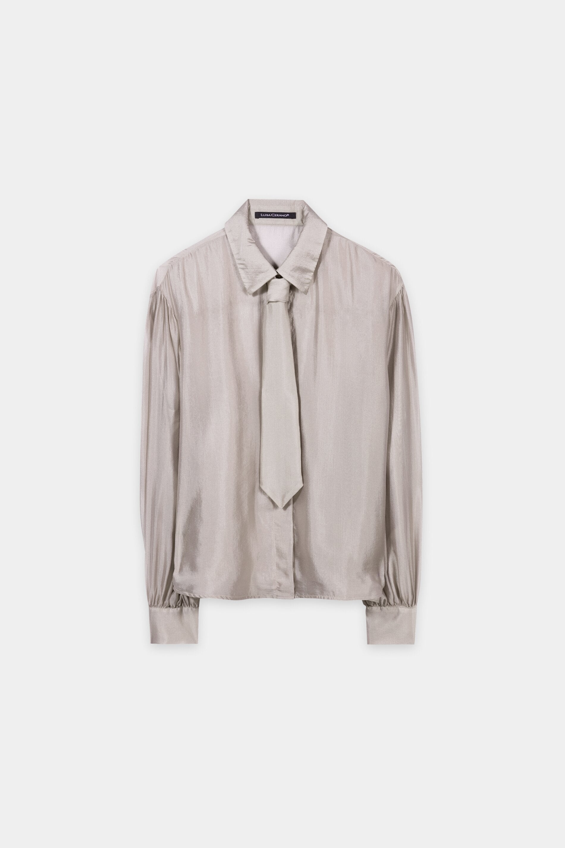Semitransparente Hemdbluse - pearl - mit Krawatte | Artikel Front