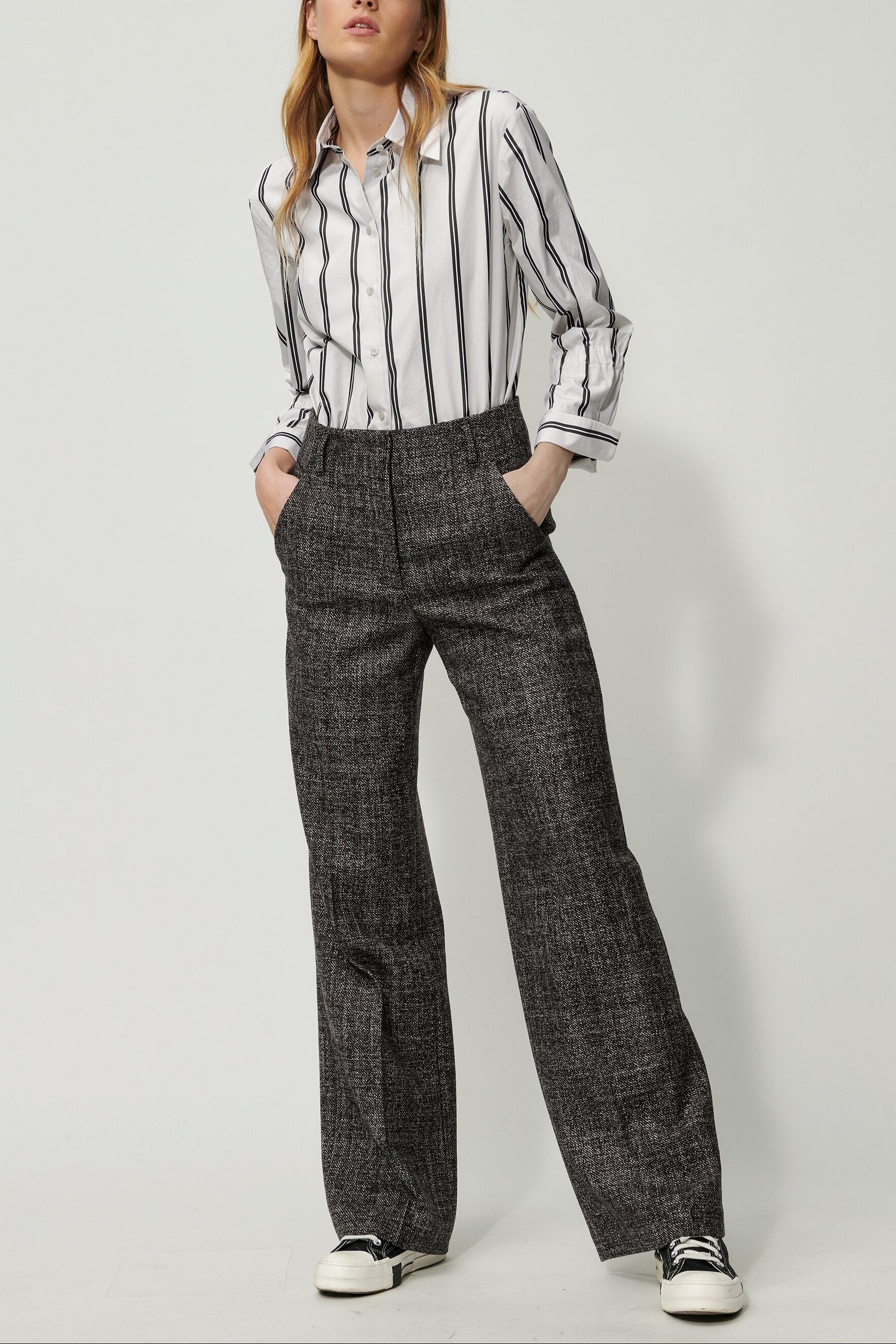 Hemdbluse mit Bold-Stripe - multi - Standard | Model Front