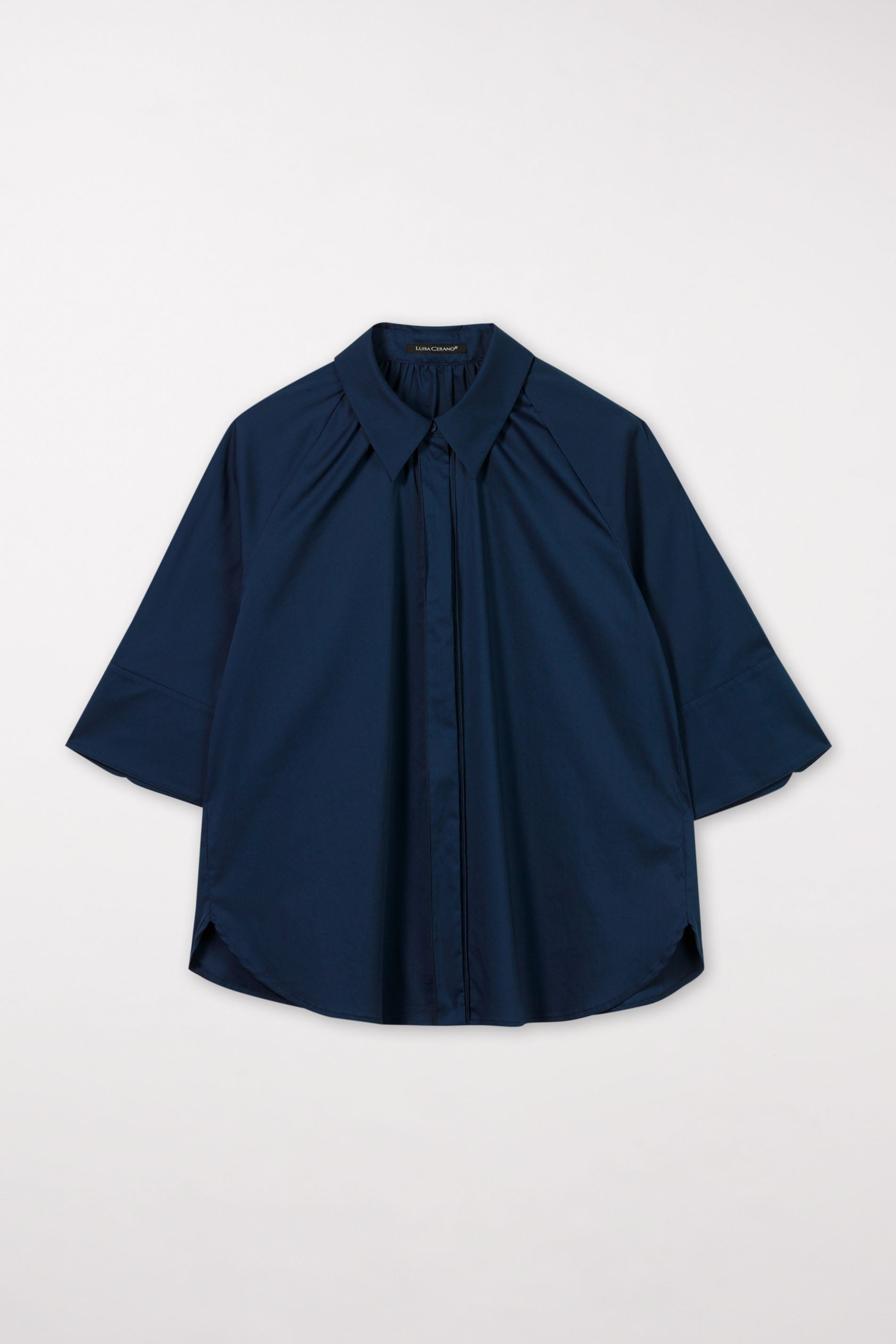 Raglanbluse aus Baumwoll-Mix - petrol blue - Standard | Artikel Front