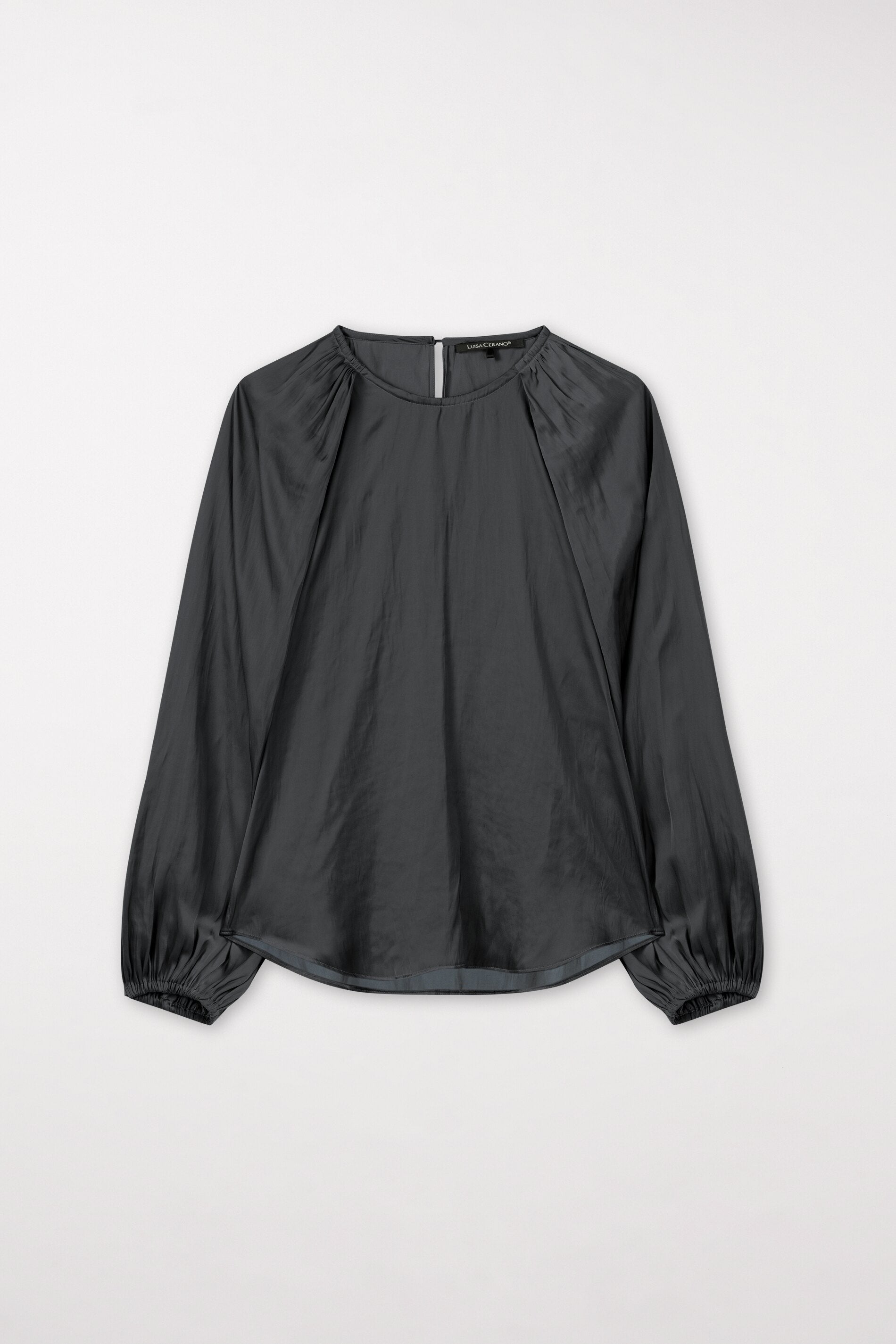 Blusenshirt mit Satinglanz - anthracite - Standard | Artikel Front