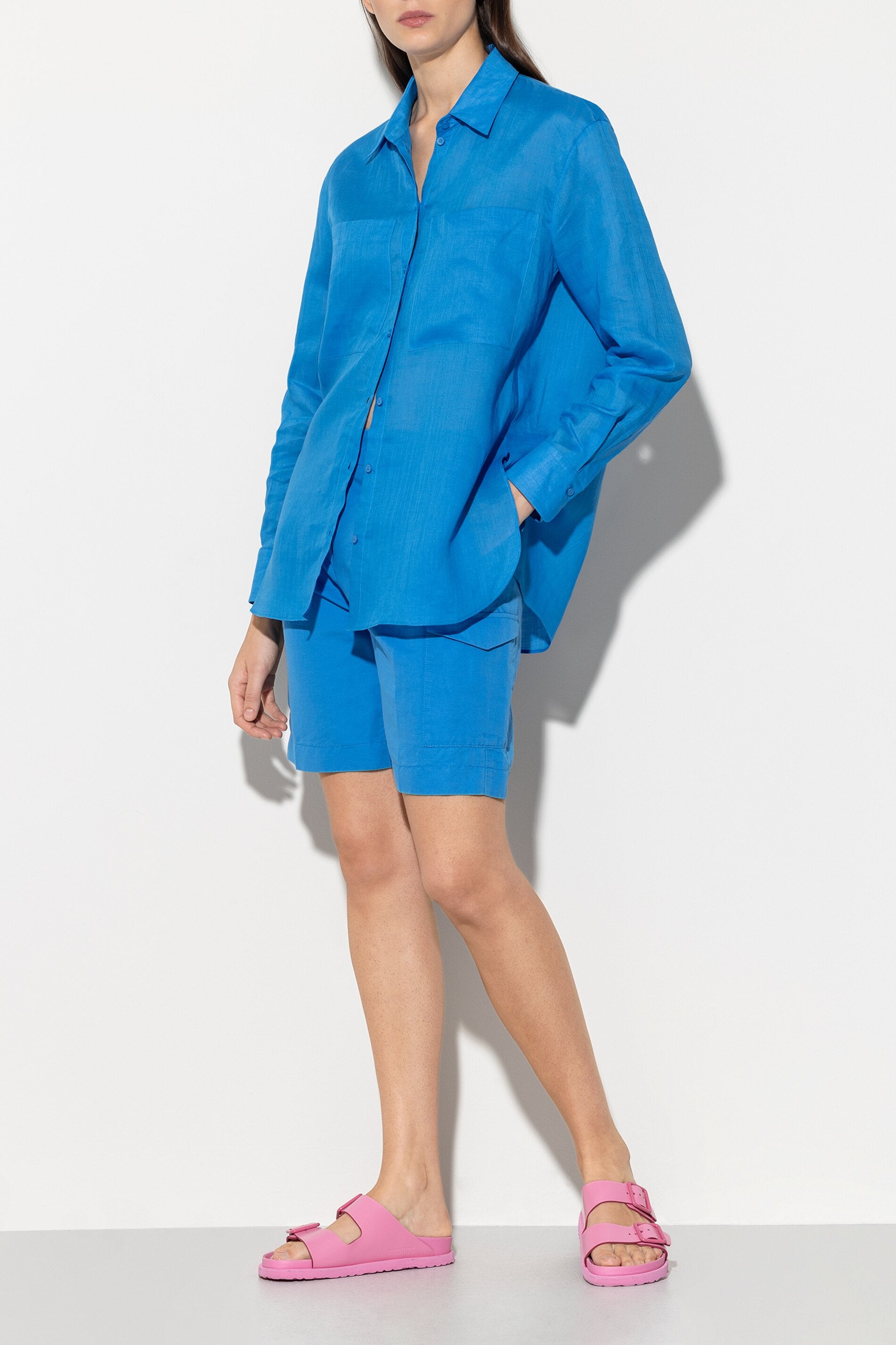 Ramie-Hemd - azur - Standard | Model Front