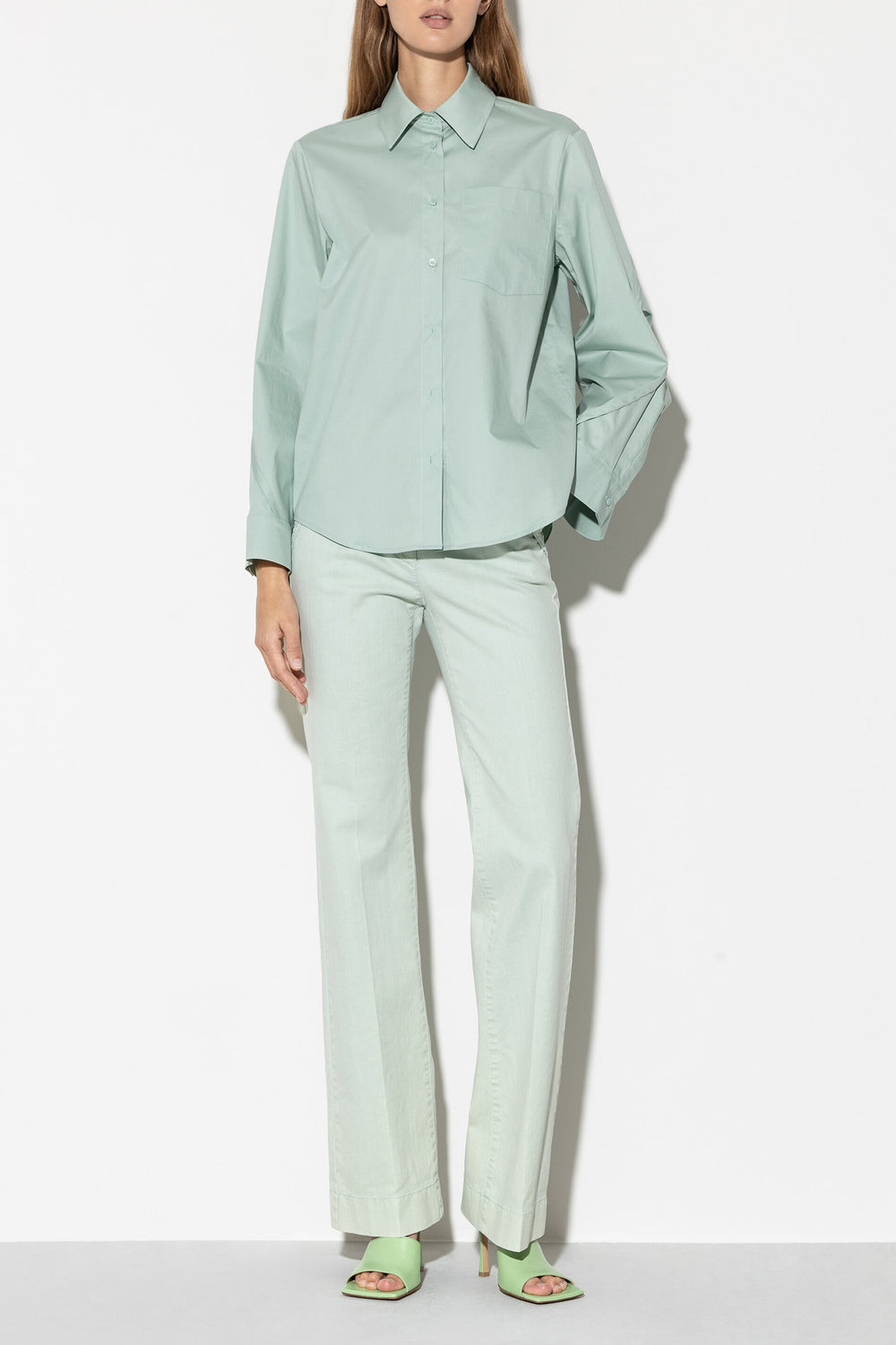 Gabardine-Hemdbluse - mint - Standard