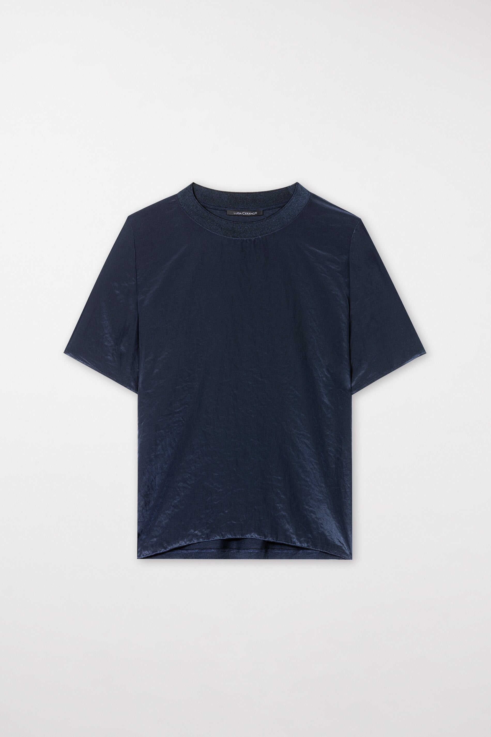 Rundhalsshirt mit Rippdetail - midnight blue - Standard | Artikel Front