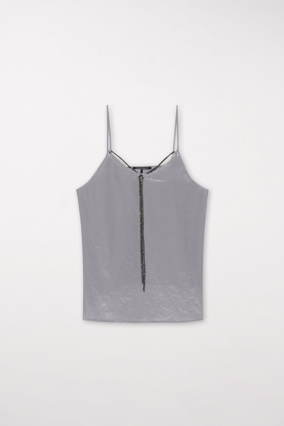 Spaghetti-Top mit Strasskordel - silver grey - Standard | Artikel Front