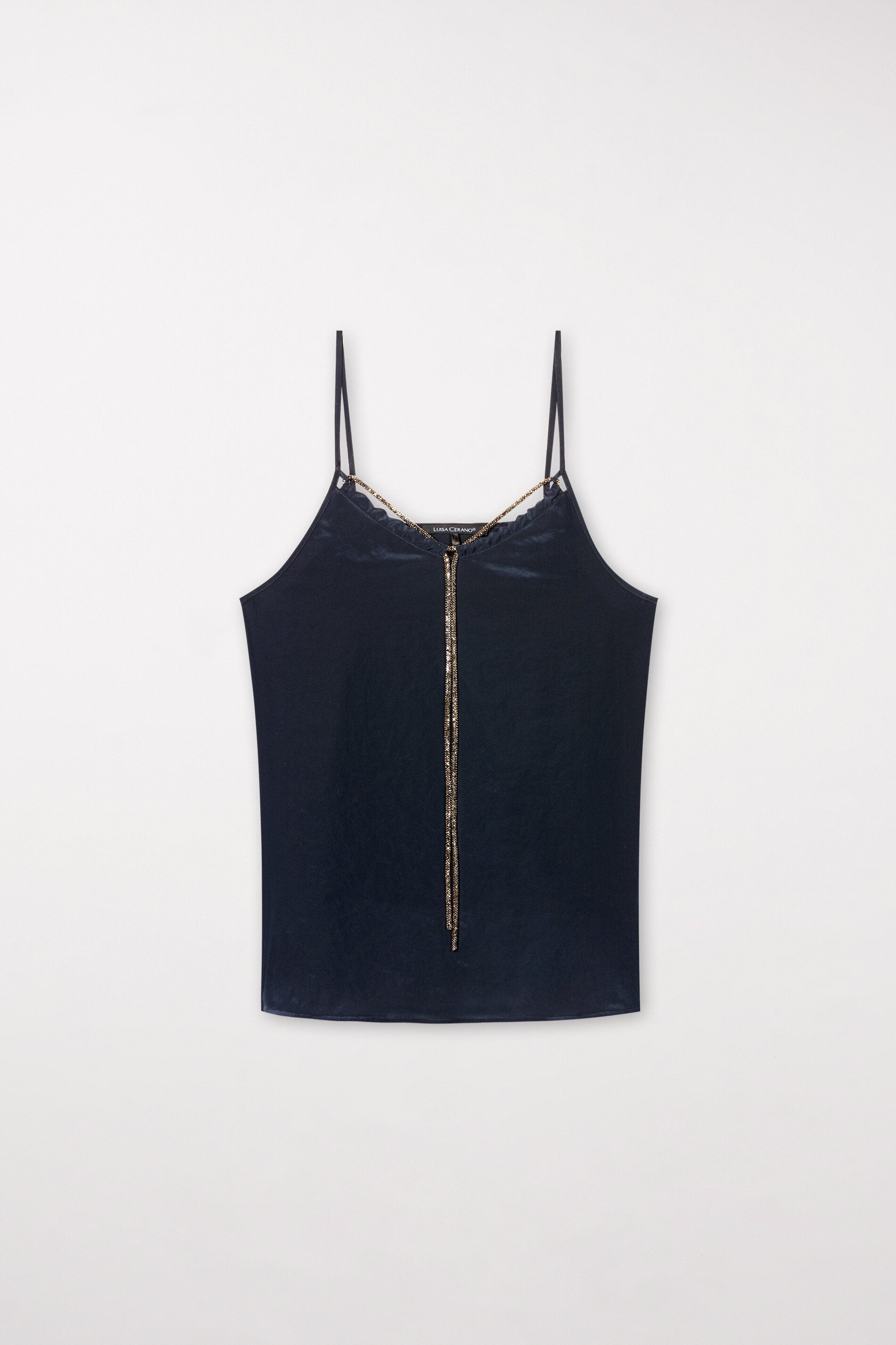 Spaghetti-Top mit Strasskordel - midnight blue - Standard | Artikel Front