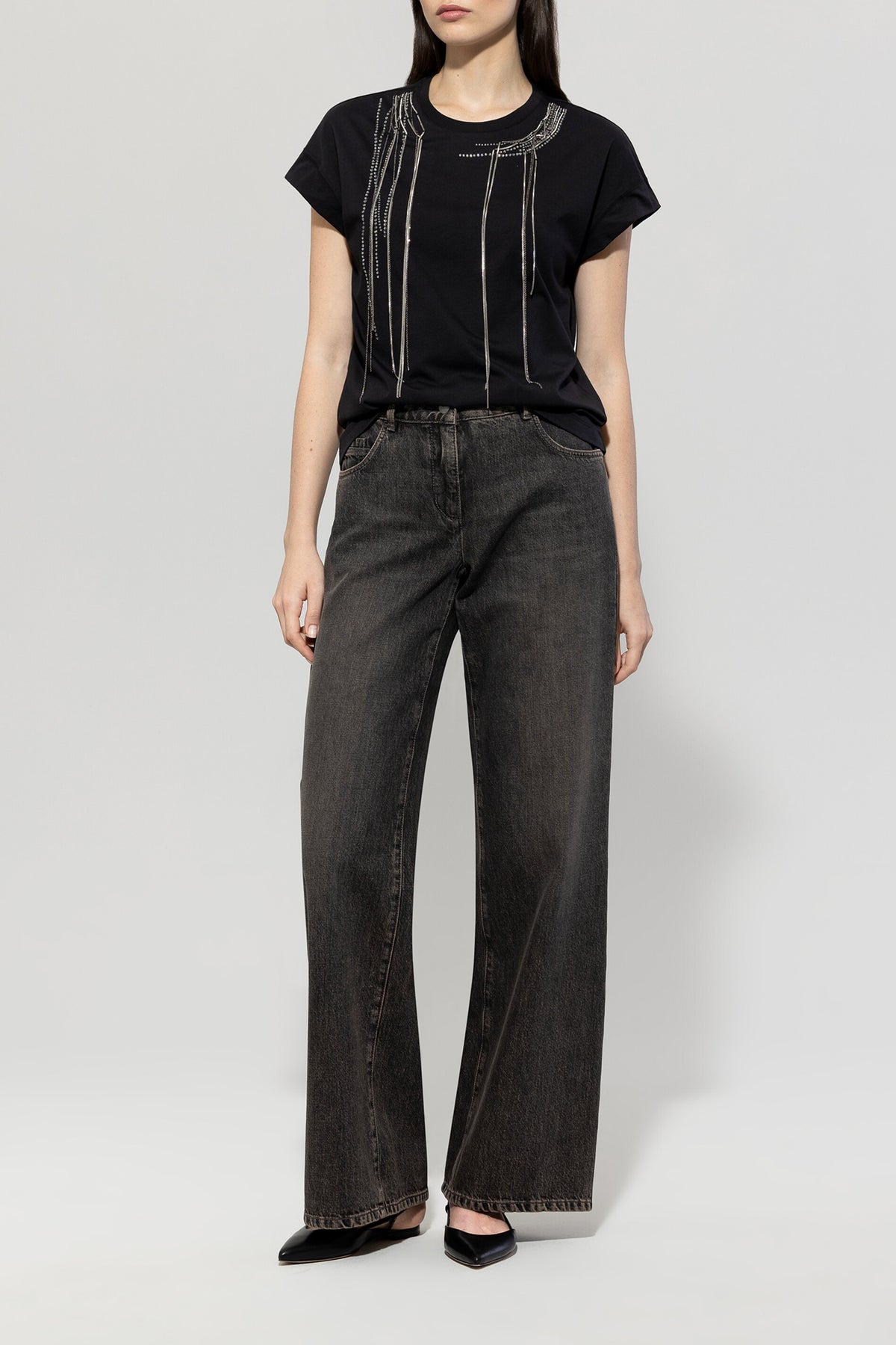Statement-T-Shirt - deep black - Standard | Model Front