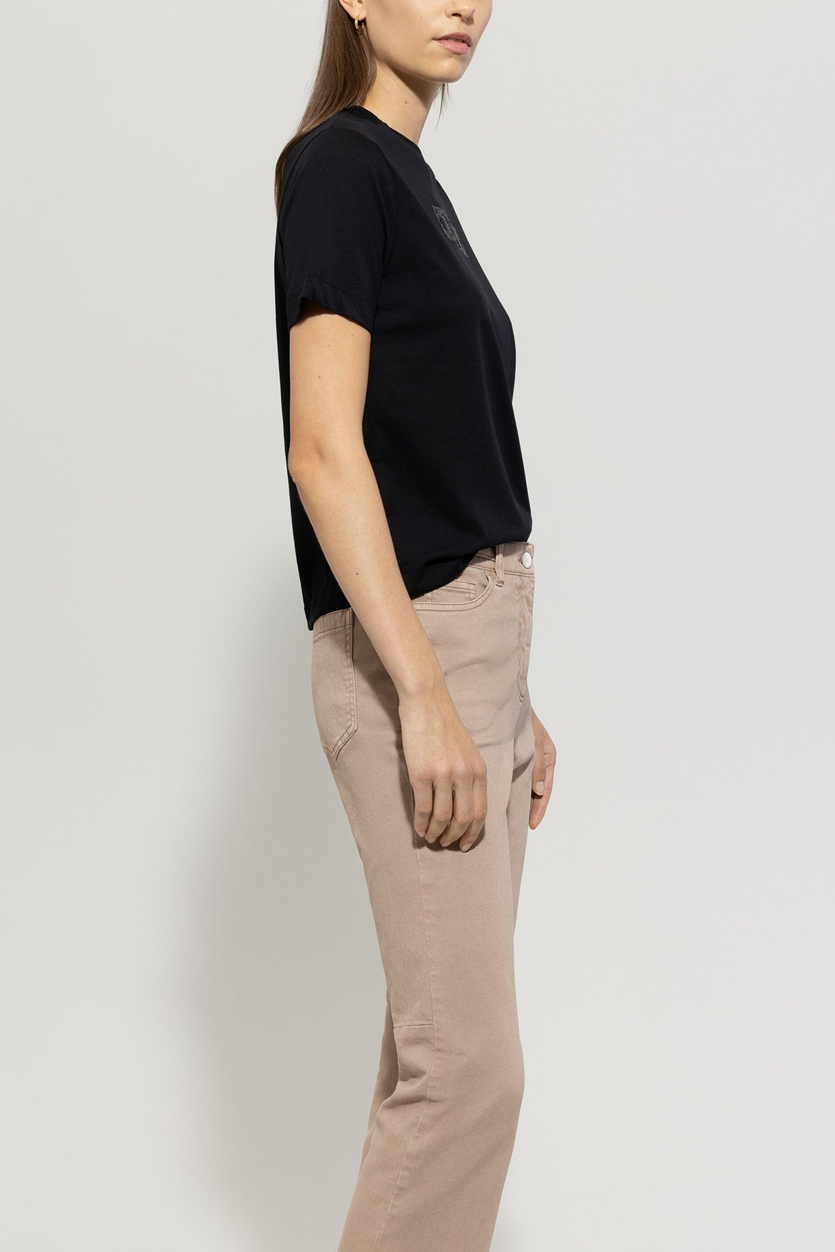 T-Shirt mit Glitter-Print - deep black - Standard | Model Seite