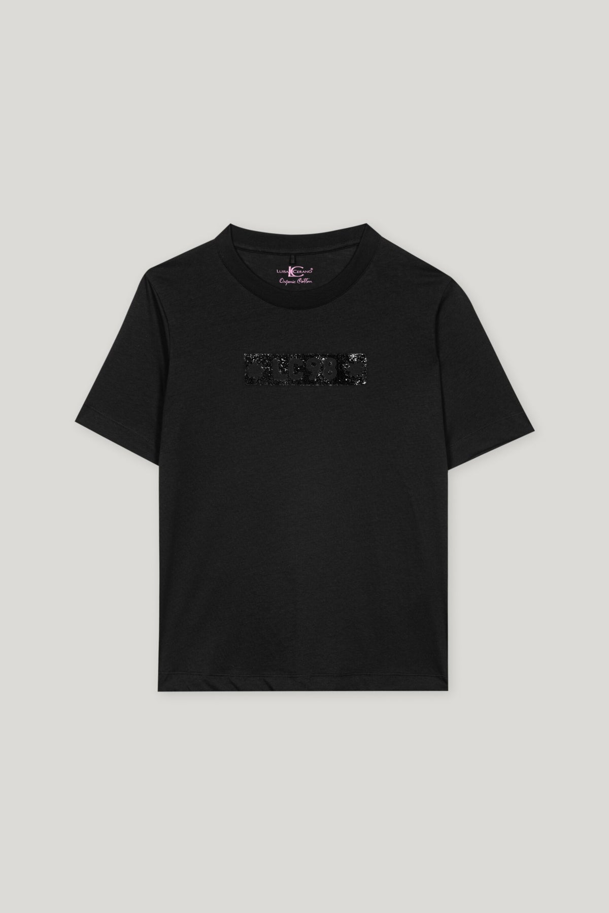 T-Shirt mit Glitter-Print - deep black - Standard | Artikel Front