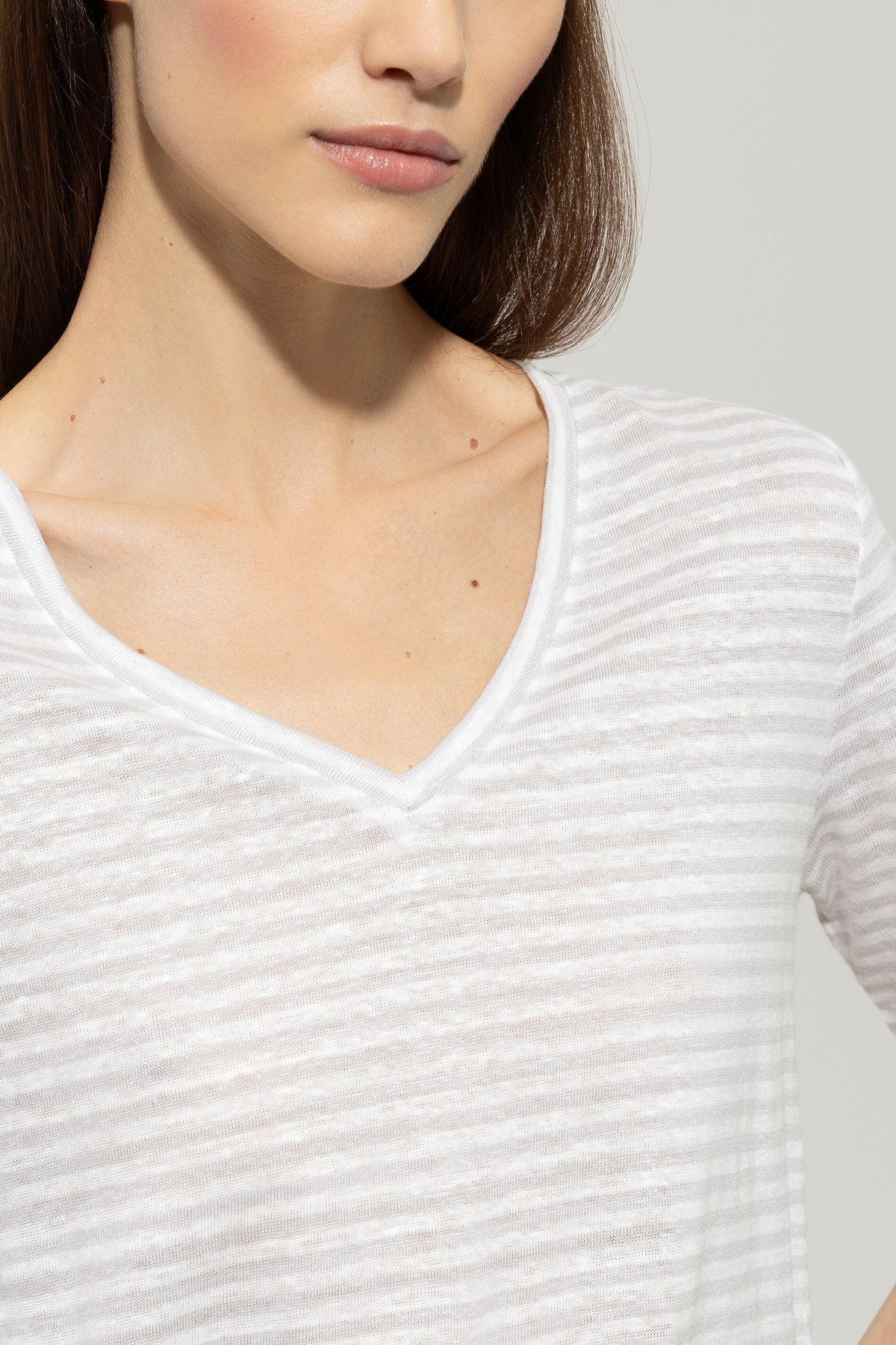 Leinen-Ringel-Shirt - silver grey - Standard | Model Detail