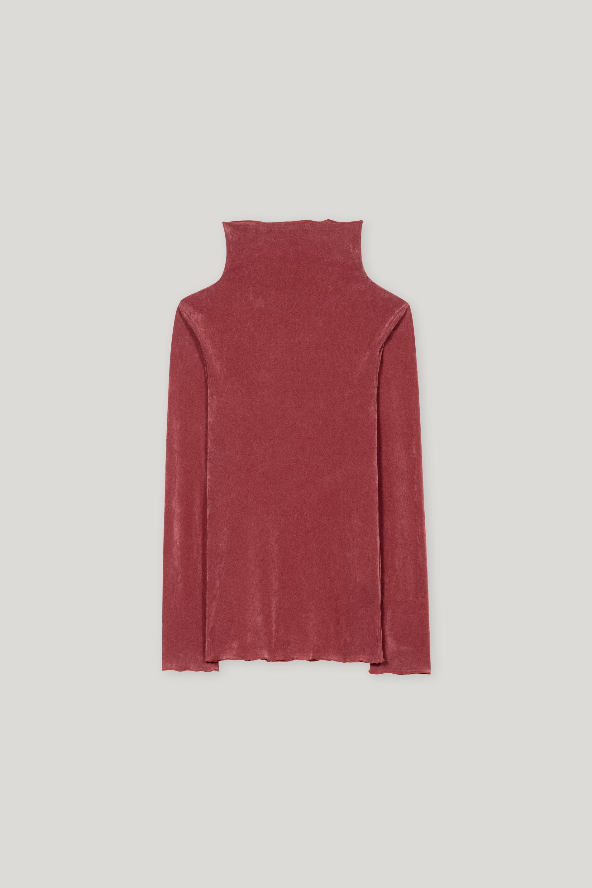 Rollkragen-Samt-Shirt - berry red - Standard | Artikel Front