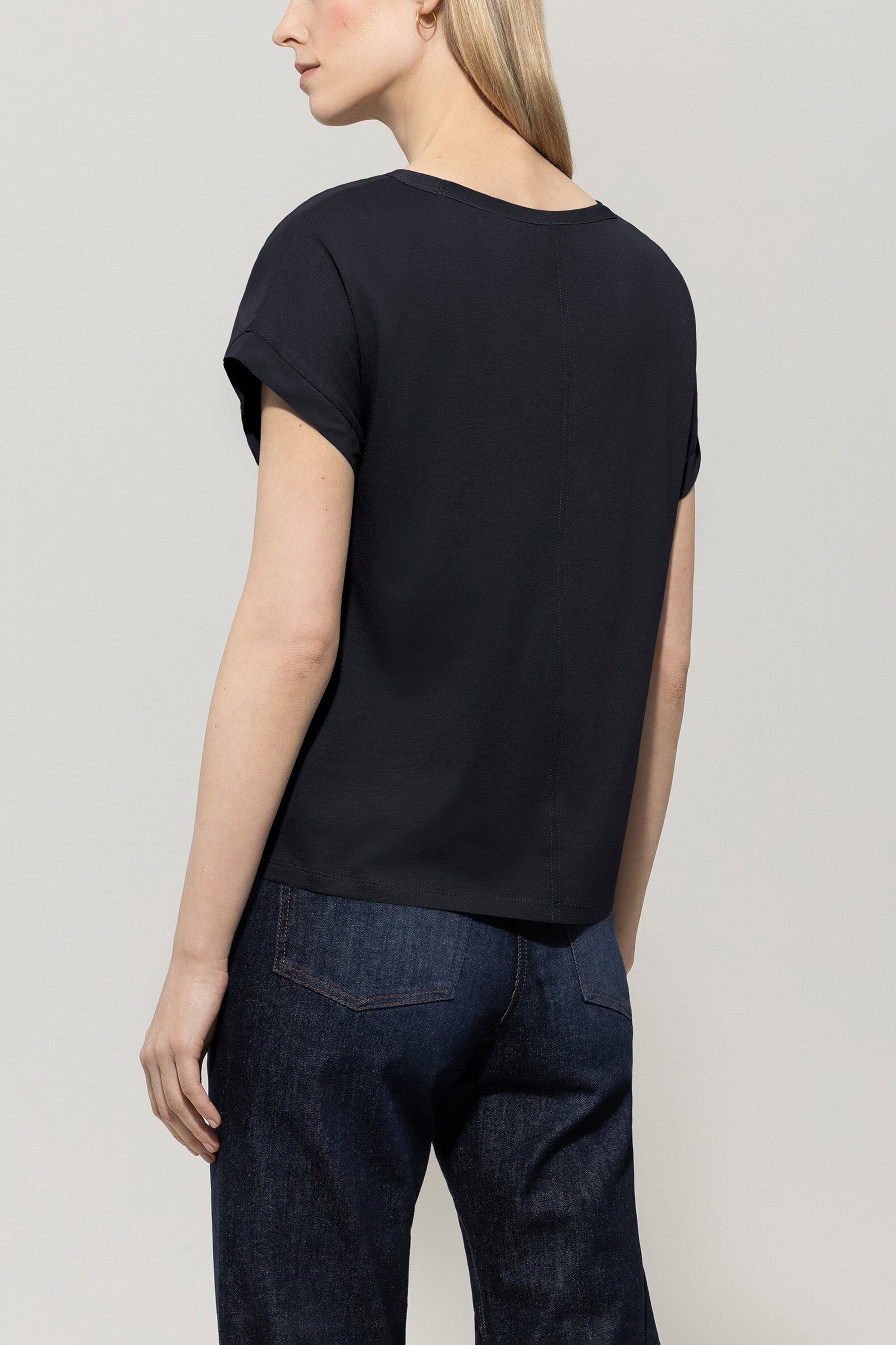 Shirt aus Seiden-Mix - dark blue - Standard | Model Rück