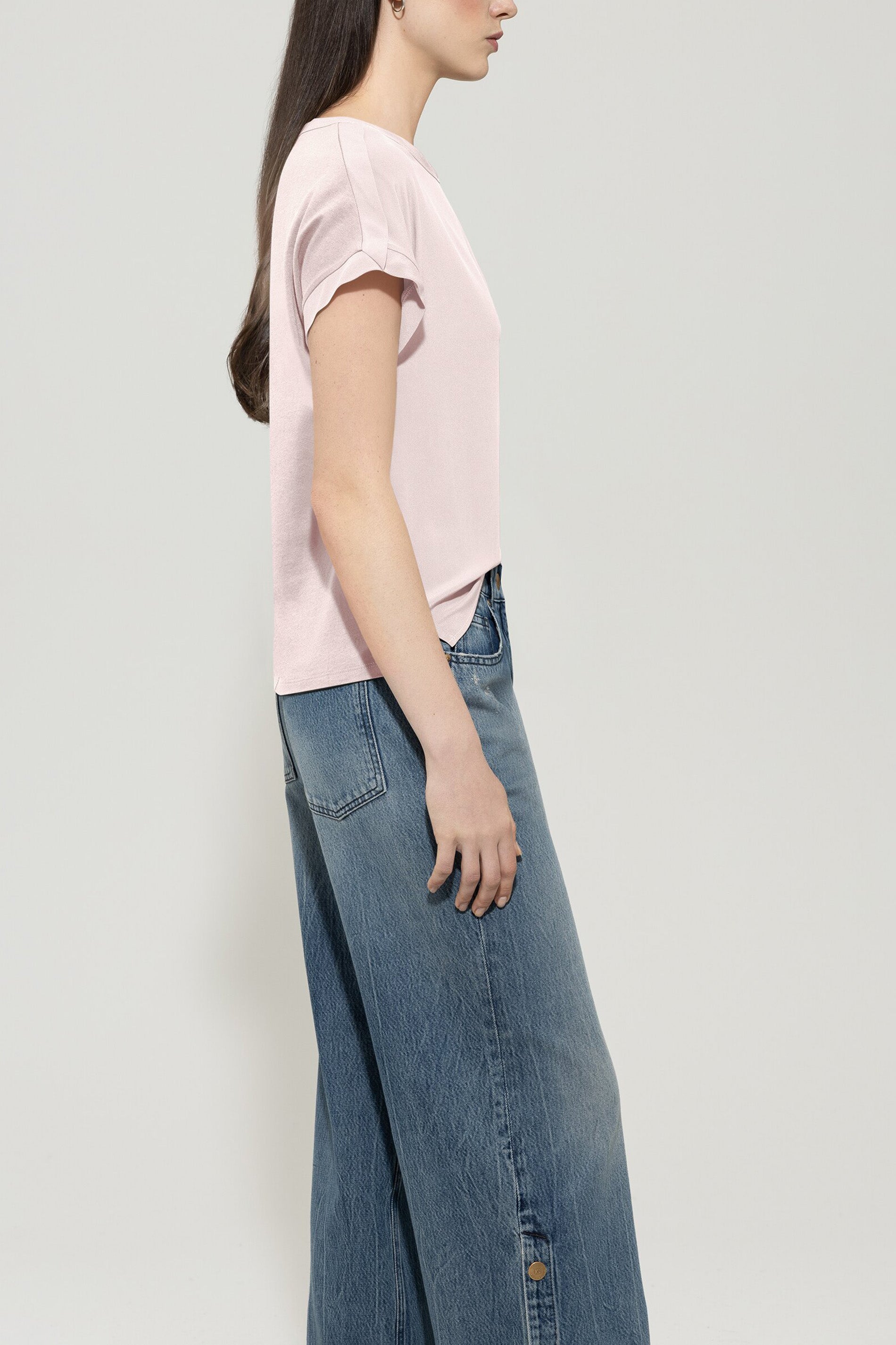 Shirt aus Seiden-Mix - creamy powder - Standard | Model Seite