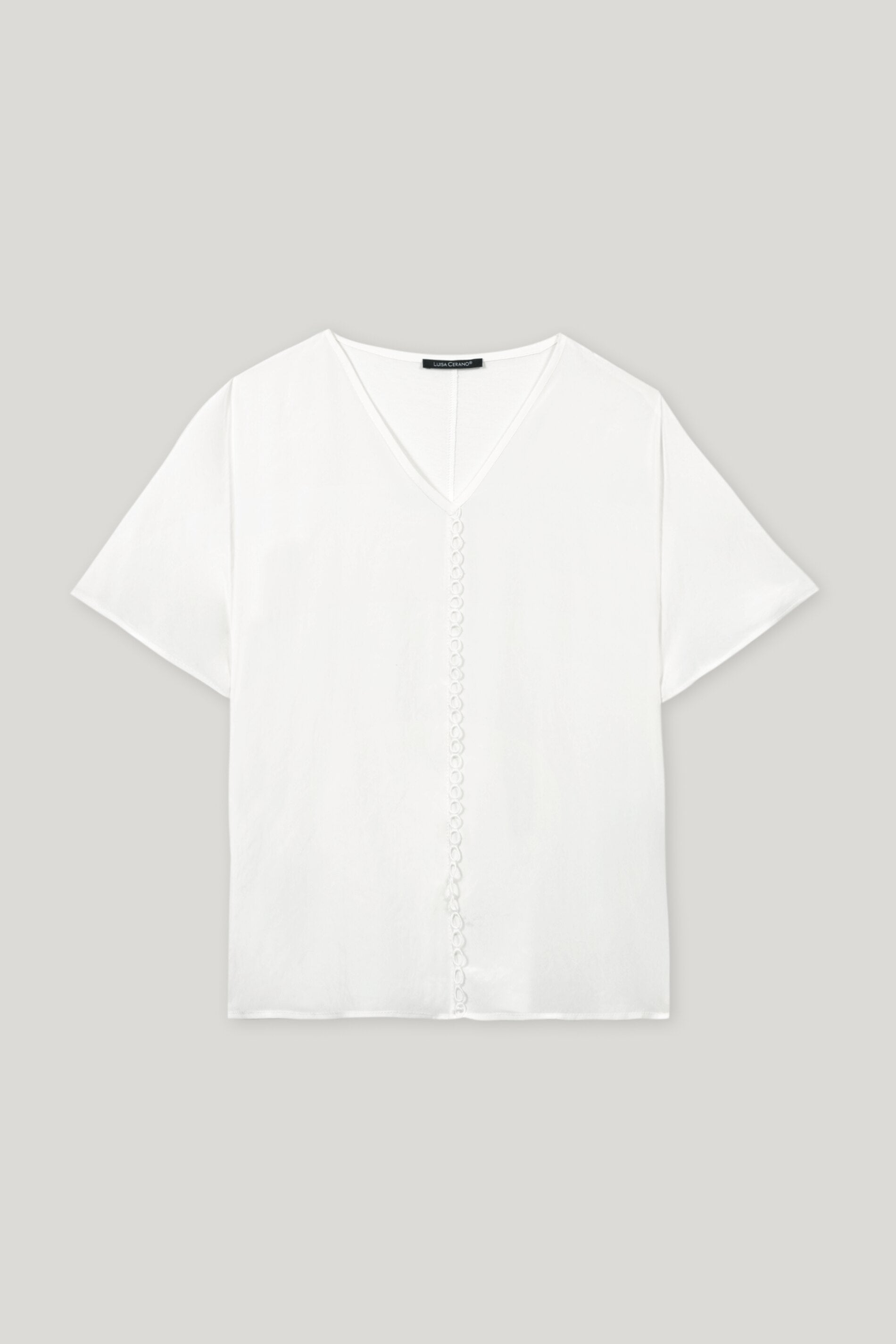 Shirt mit V-Neck - off white - mit Band | Artikel Front