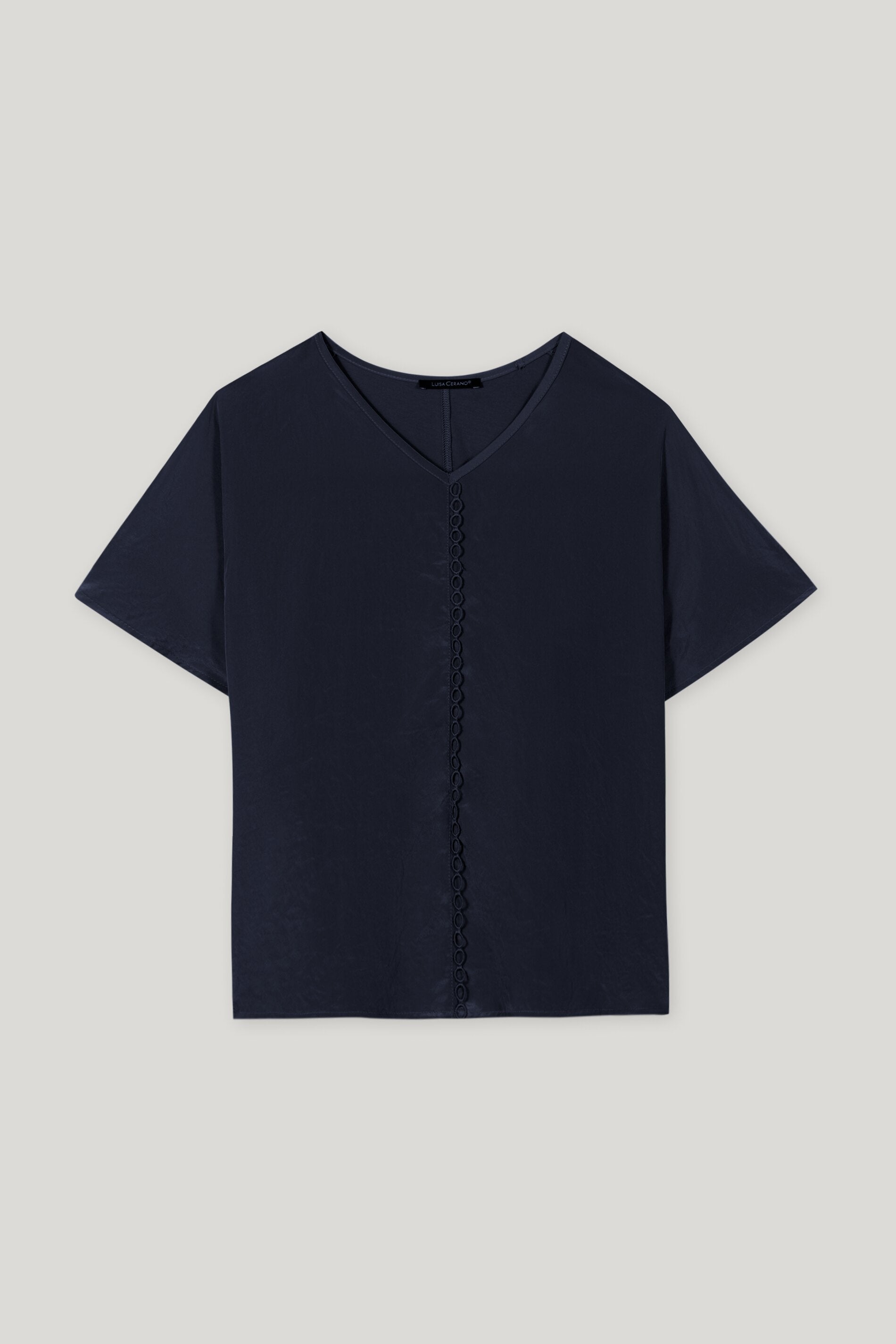 Shirt mit V-Neck - dark blue - mit Band | Artikel Front