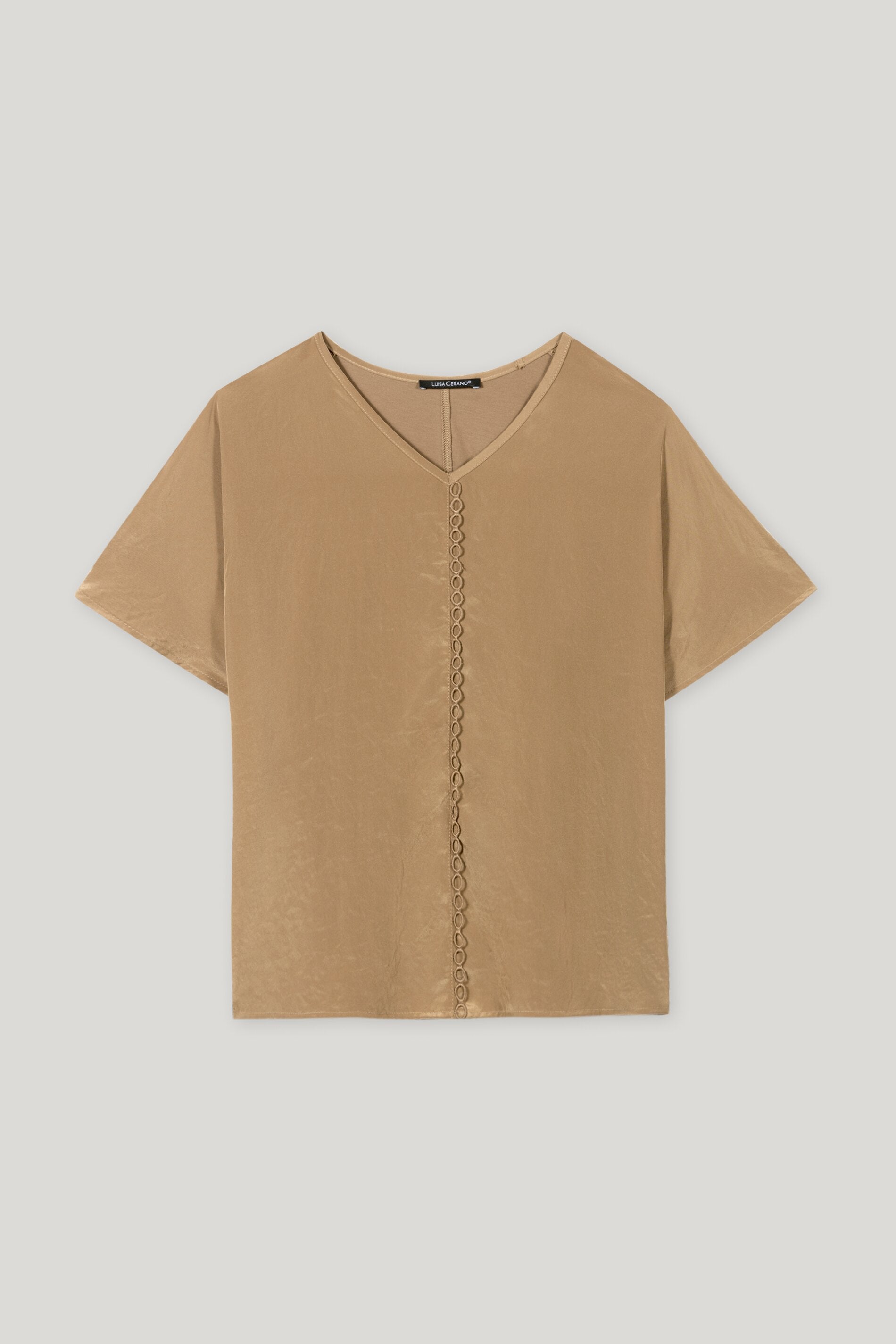 Shirt mit V-Neck - hanf - mit Band | Artikel Front