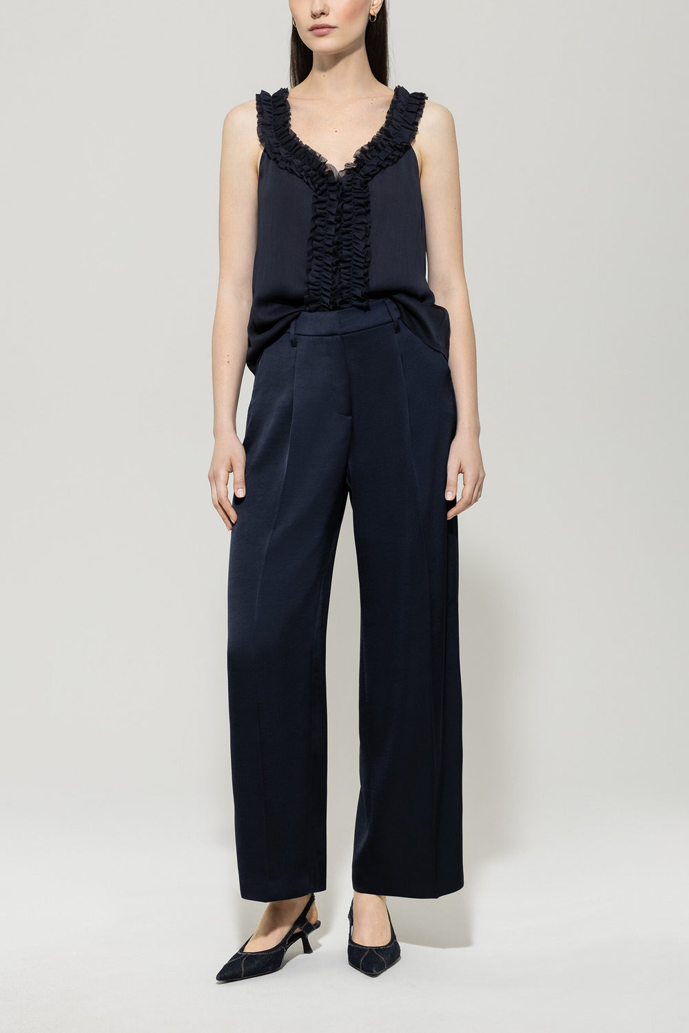 Rüschen-Camisole-Top - dark blue - Standard