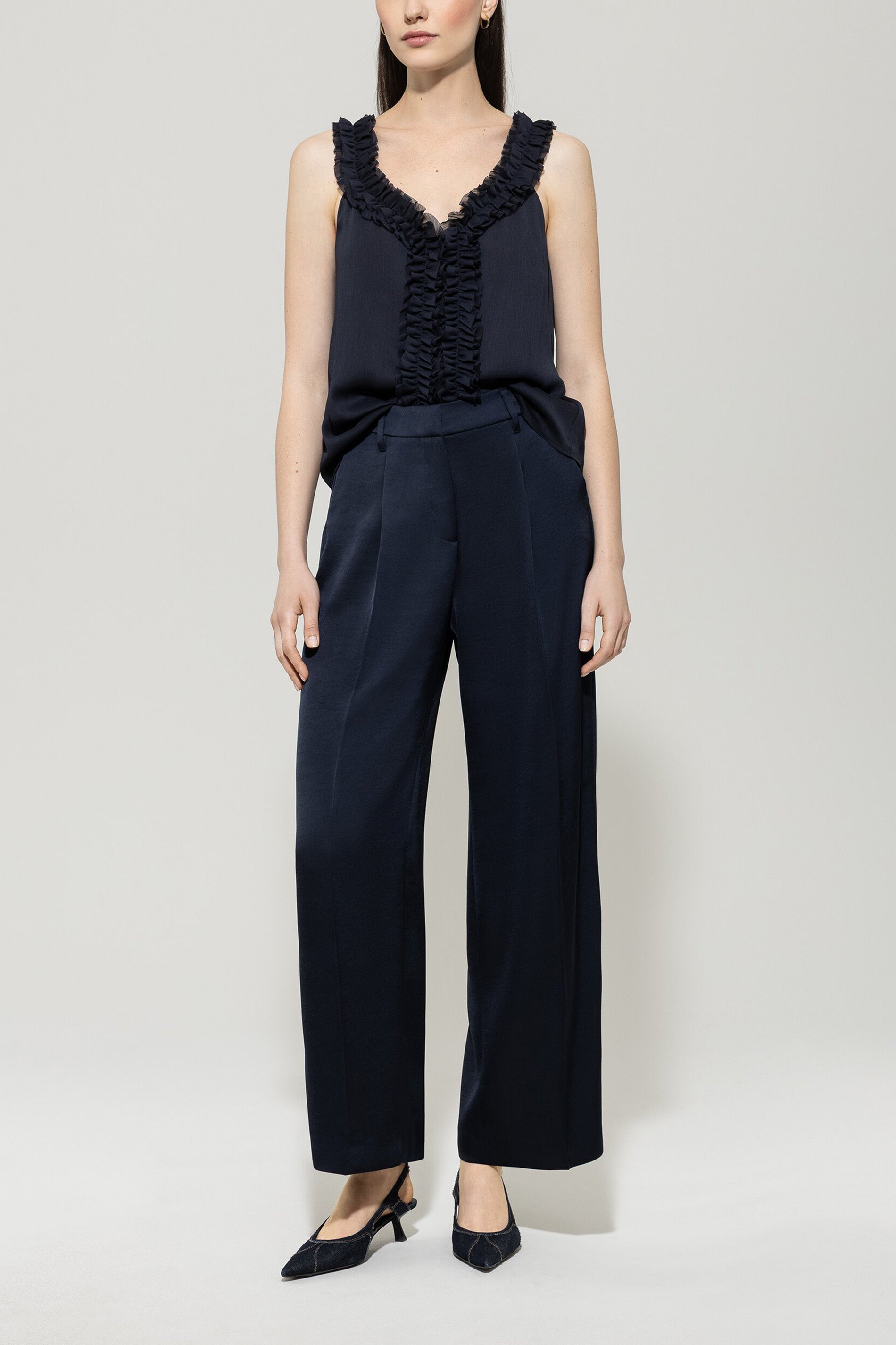 Rüschen-Camisole-Top - dark blue - Standard | Model Front