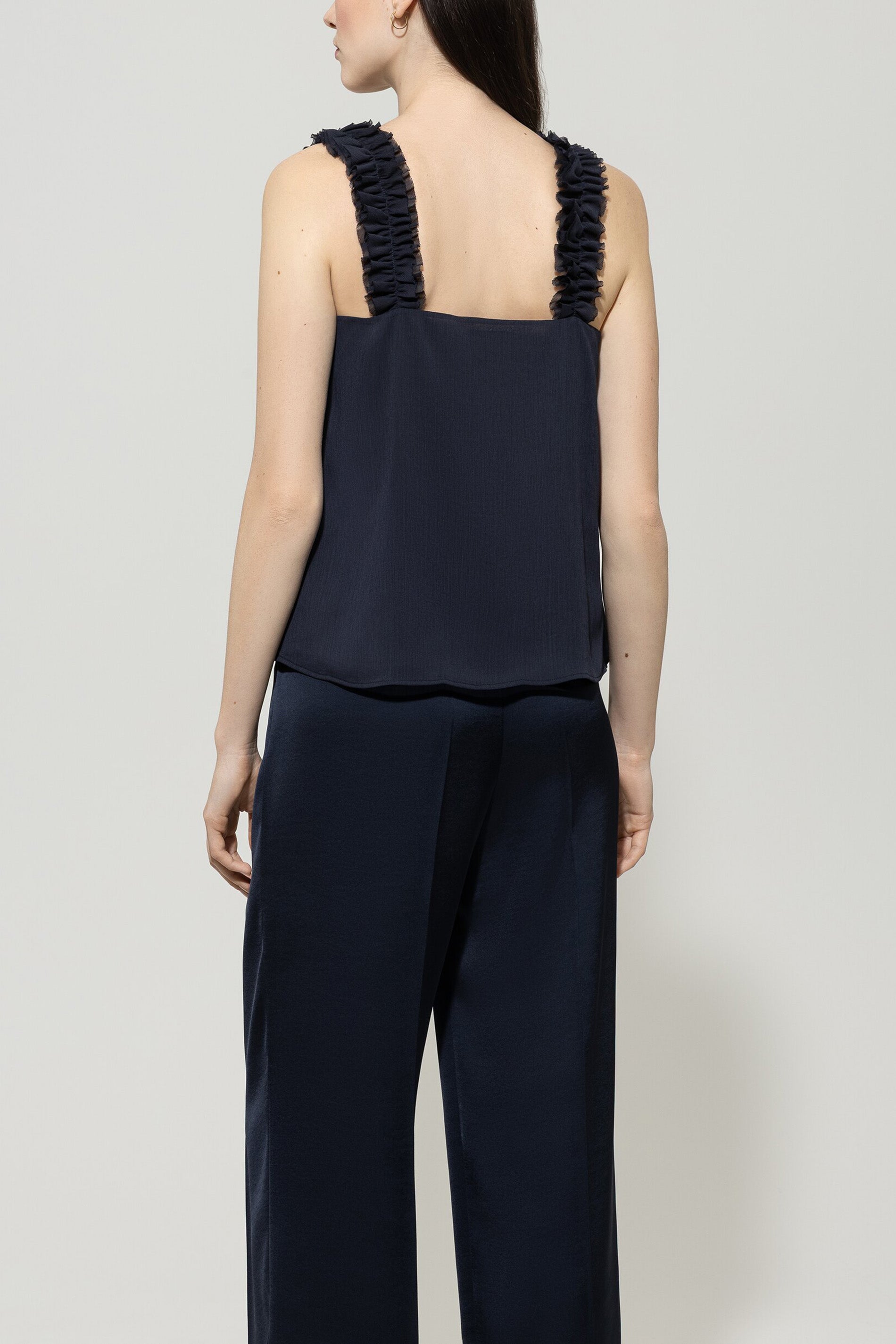 Rüschen-Camisole-Top - dark blue - Standard | Model Rück