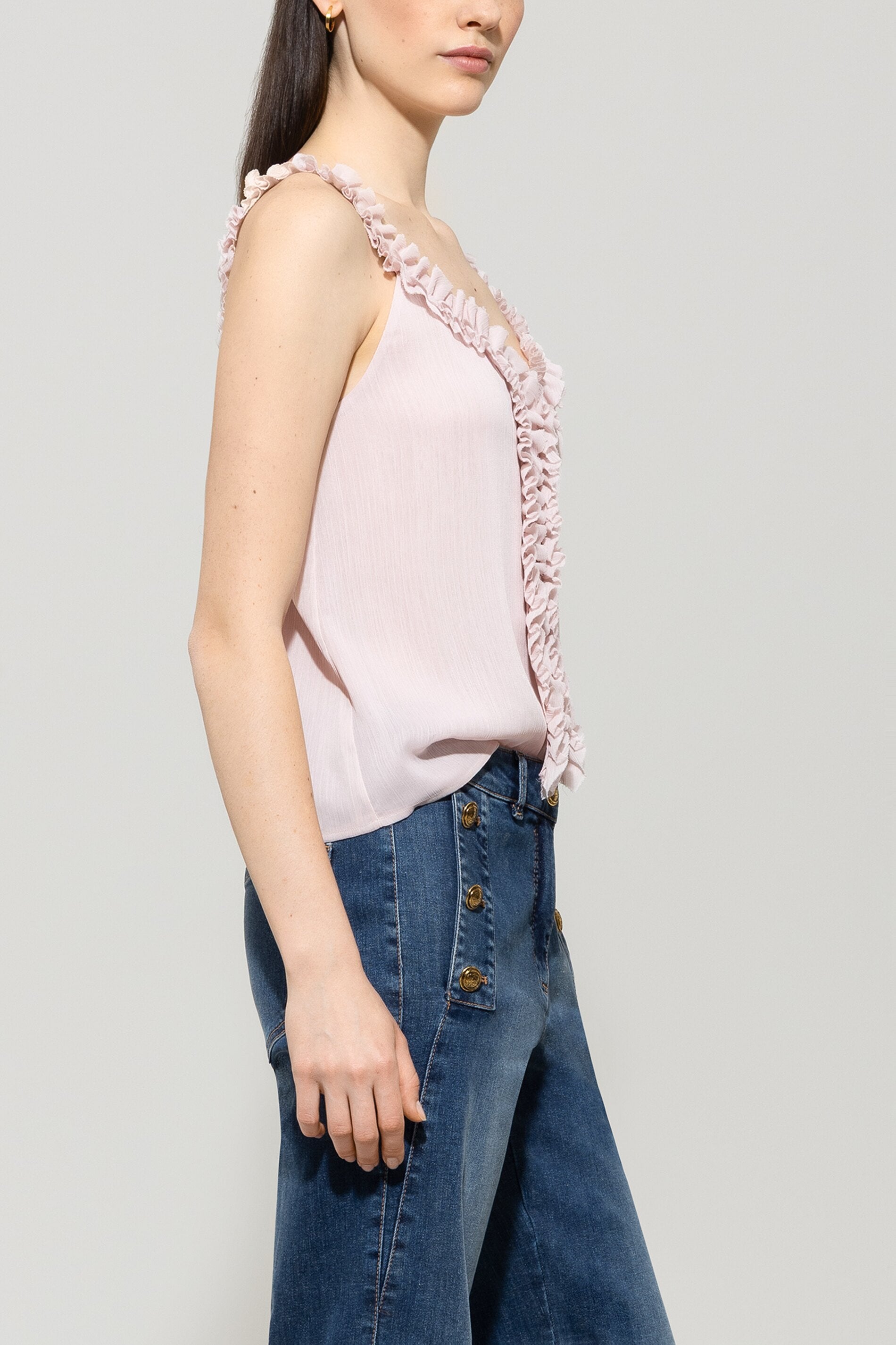 Rüschen-Camisole-Top - creamy powder - Standard | Model Seite