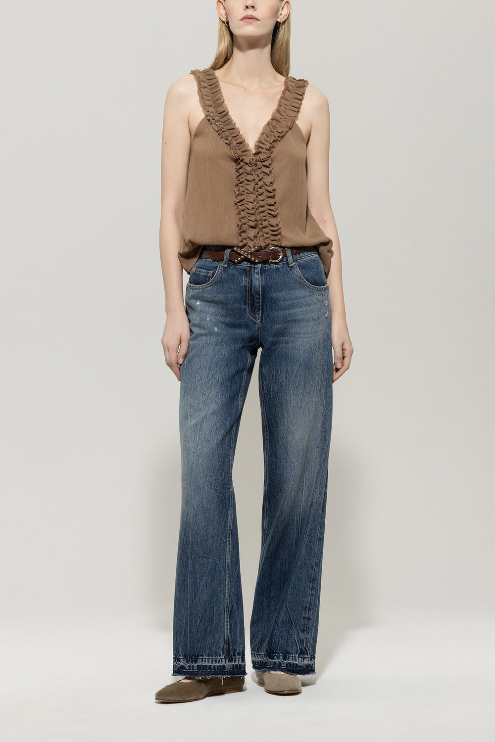 Rüschen-Camisole-Top - hanf - Standard