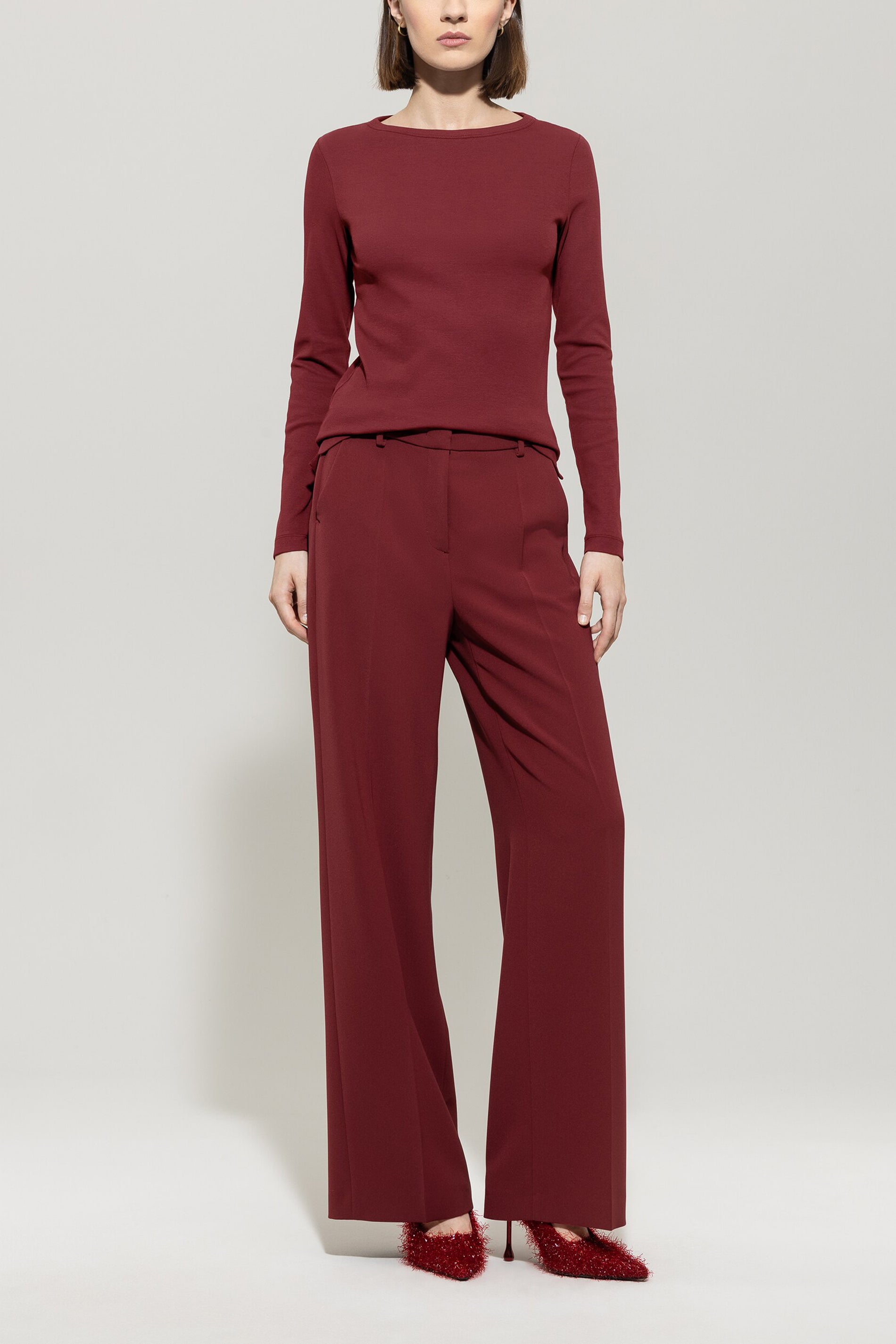 Langarm-Shirt - berry red - Standard | Model Front