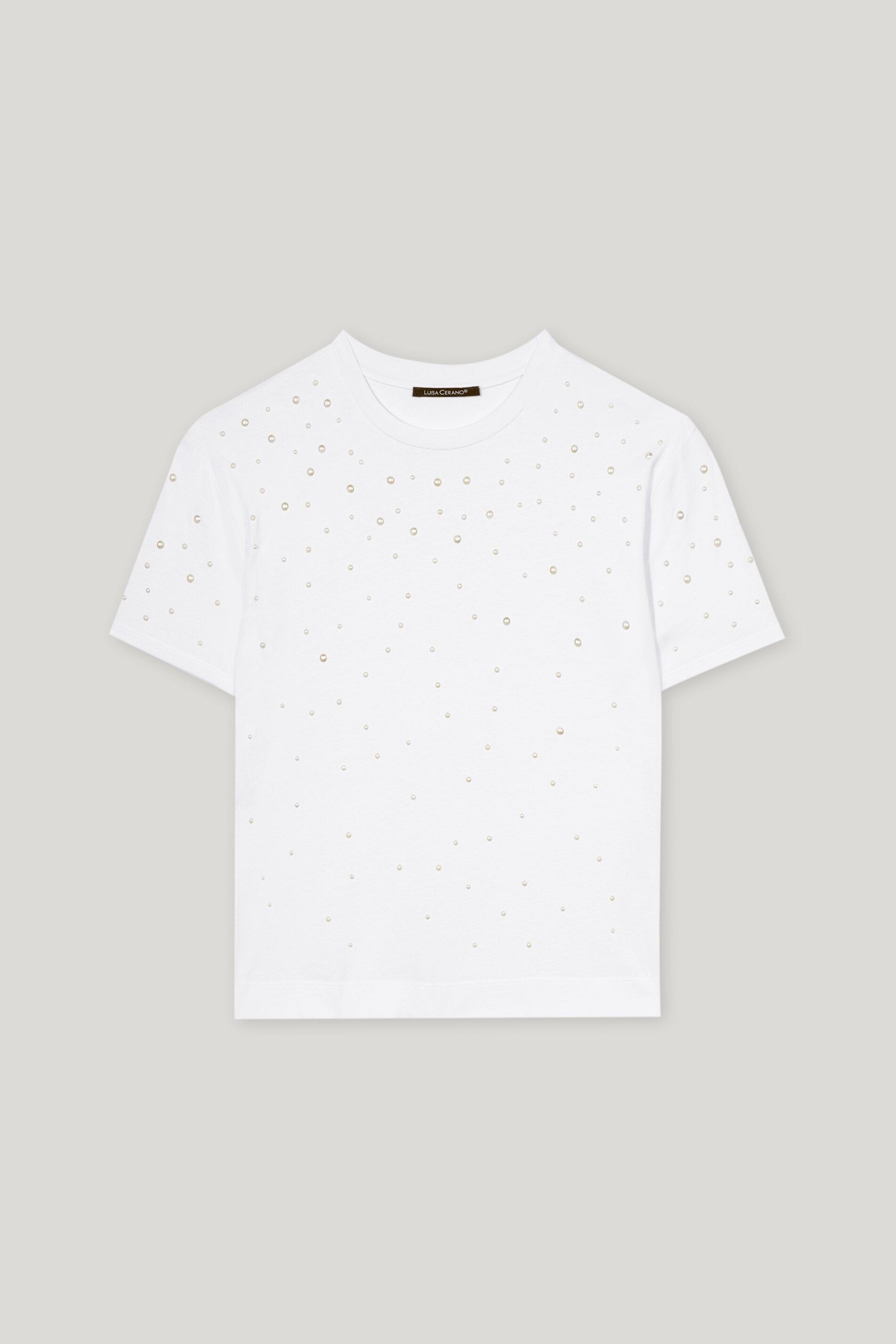 T-Shirt mit Perlen - bleached white - Standard | Artikel Front