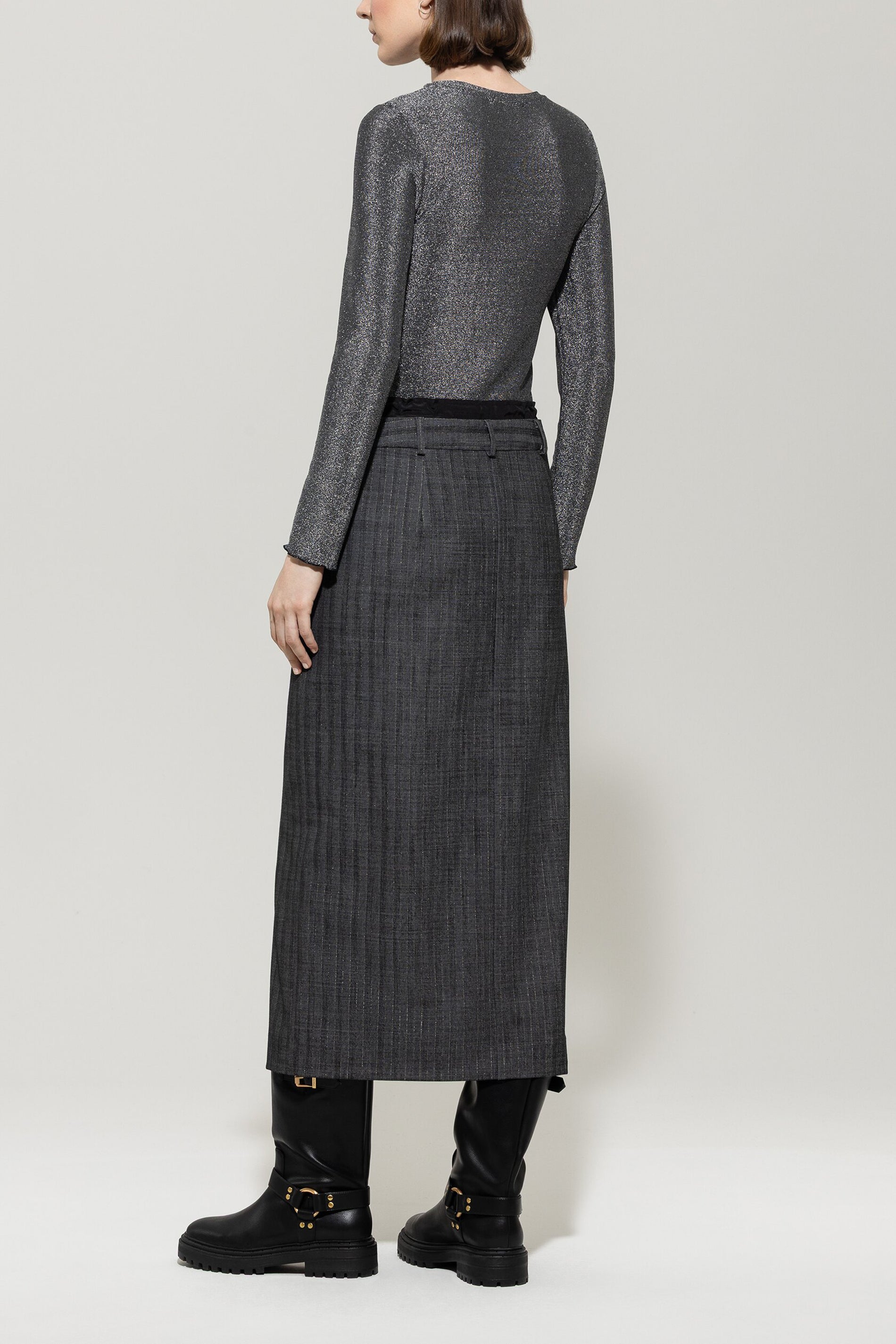 Langarm-Shirt mit Glanzeffekt - urban grey - Standard | Model Rück