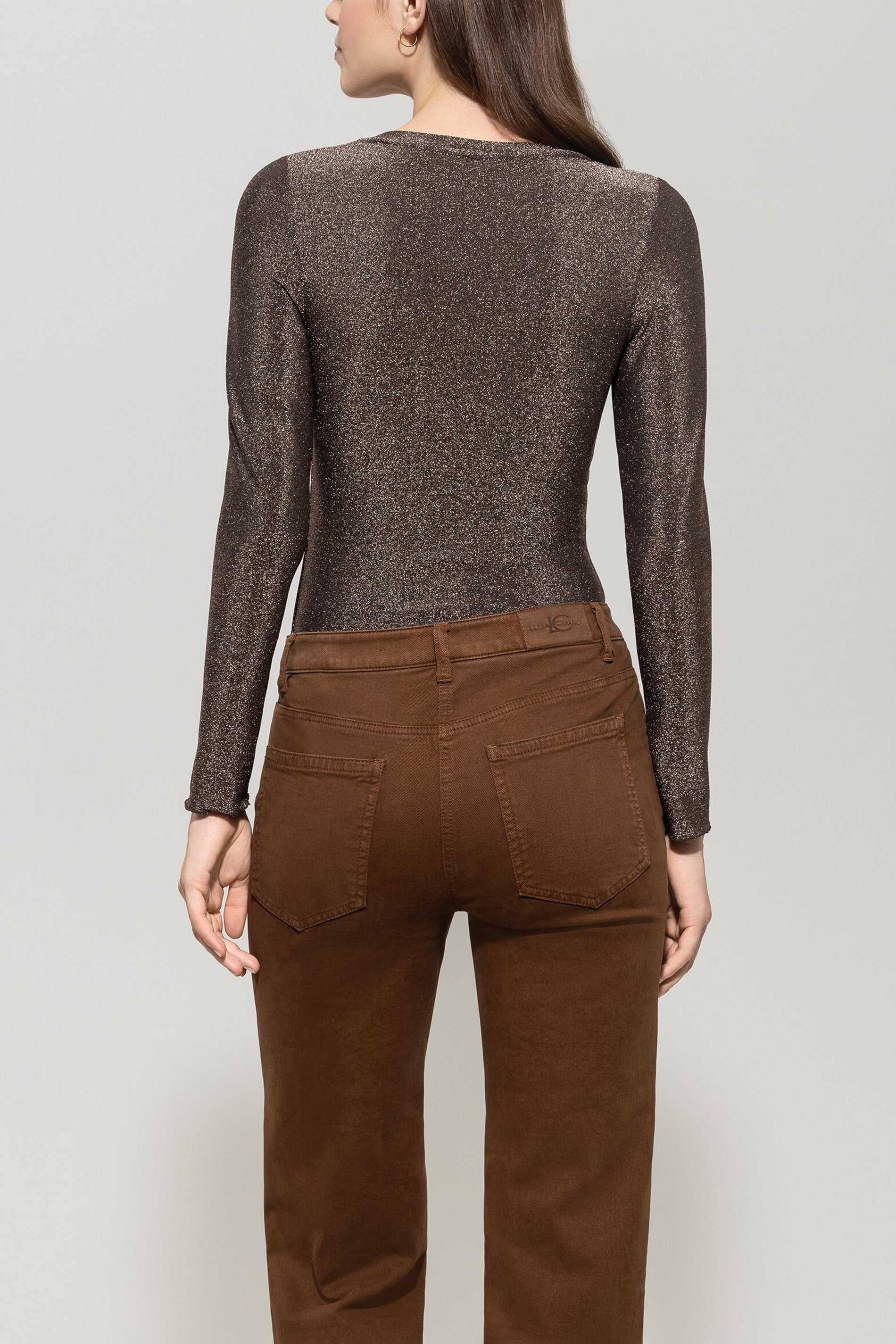 Langarm-Shirt mit Glanzeffekt - espresso - Standard | Model Rück