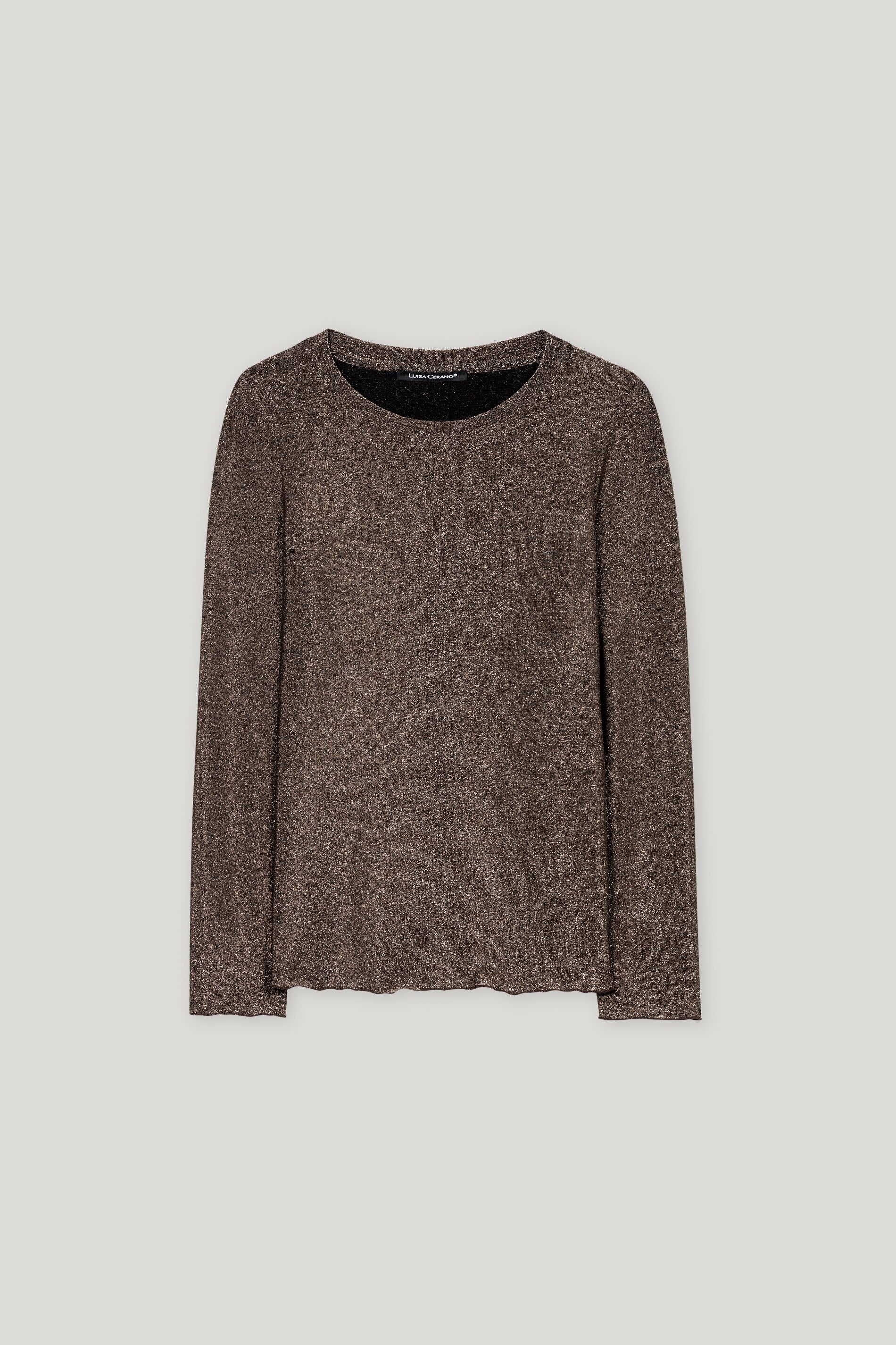 Langarm-Shirt mit Glanzeffekt - espresso - Standard | Artikel Front