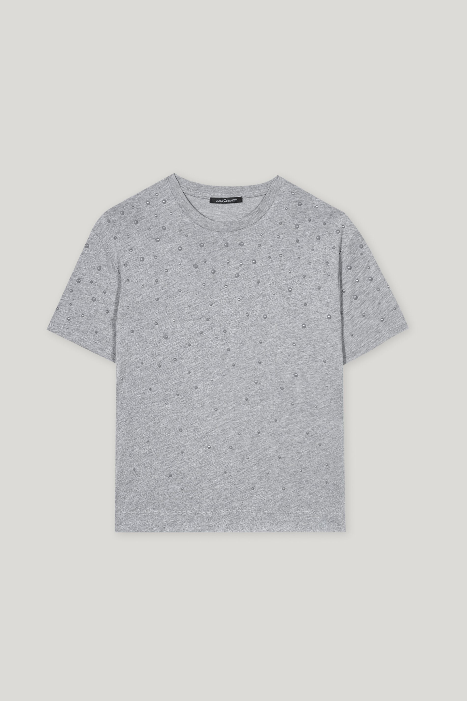T-Shirt mit Perlendetails - urban grey - Standard | Artikel Front