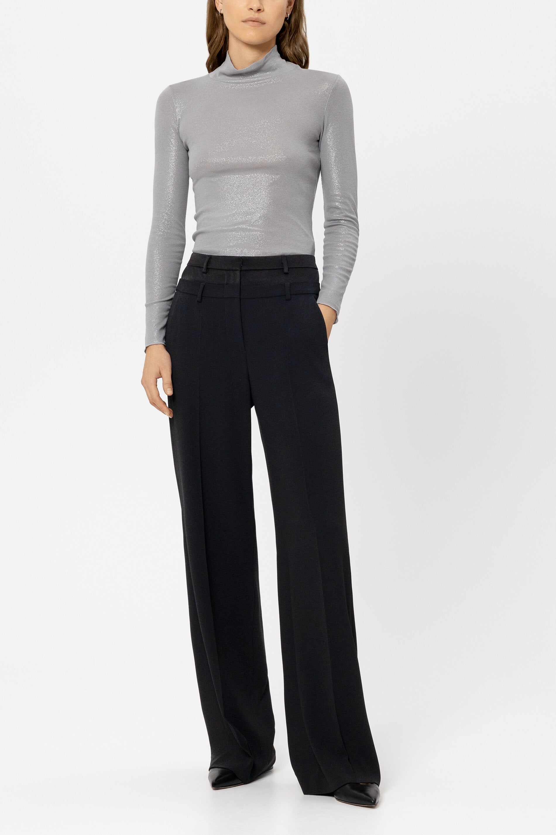 Glanz-Rollkragen-Shirt - silver - Standard | Model Front