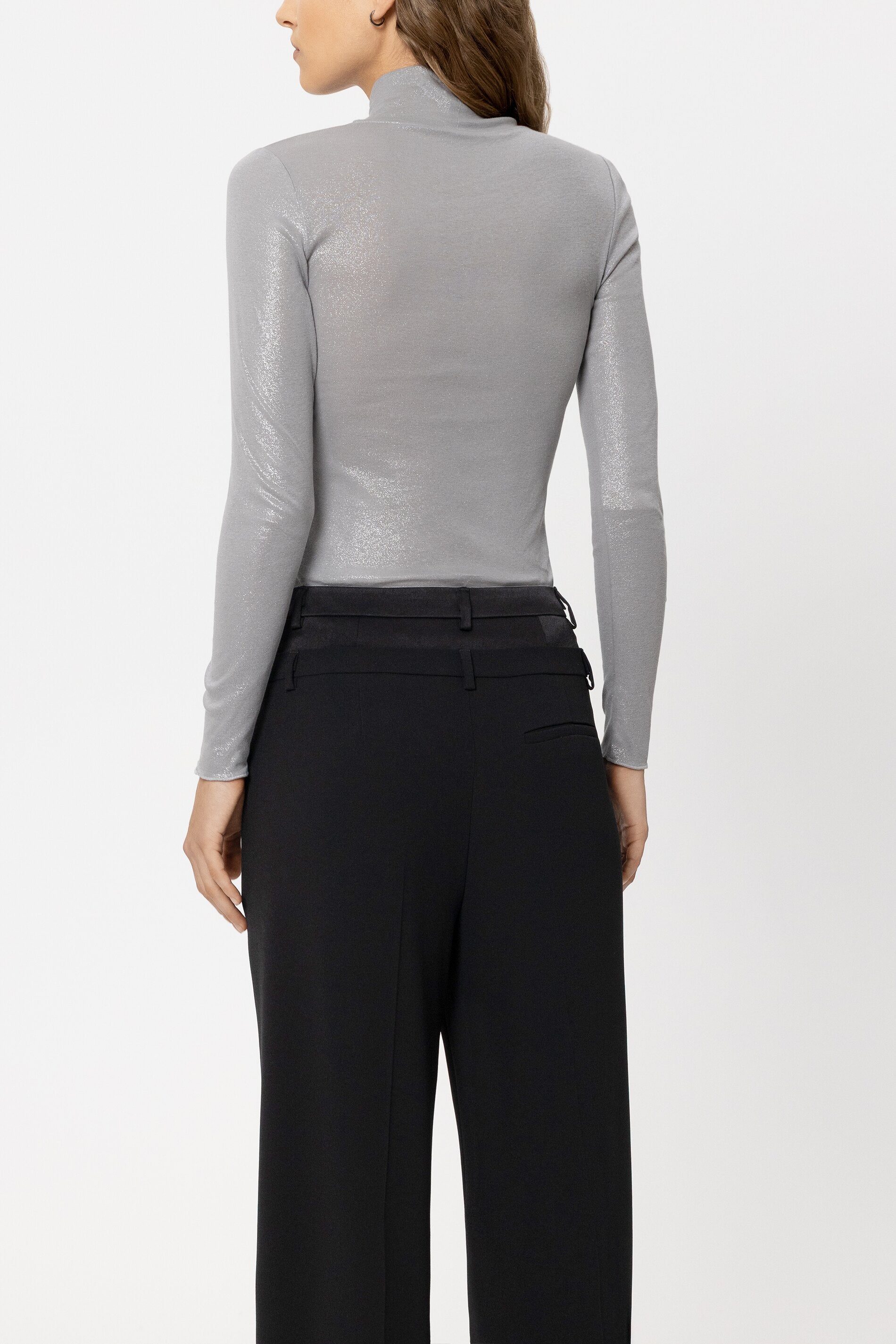 Glanz-Rollkragen-Shirt - silver - Standard | Model Rück