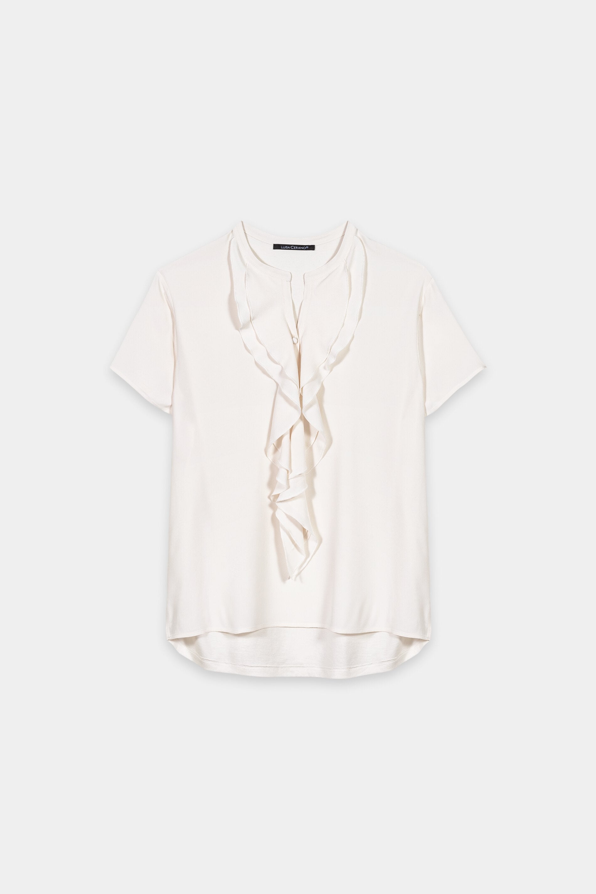 Halbarm-Shirt mit Volants - cream - Standard | Artikel Front