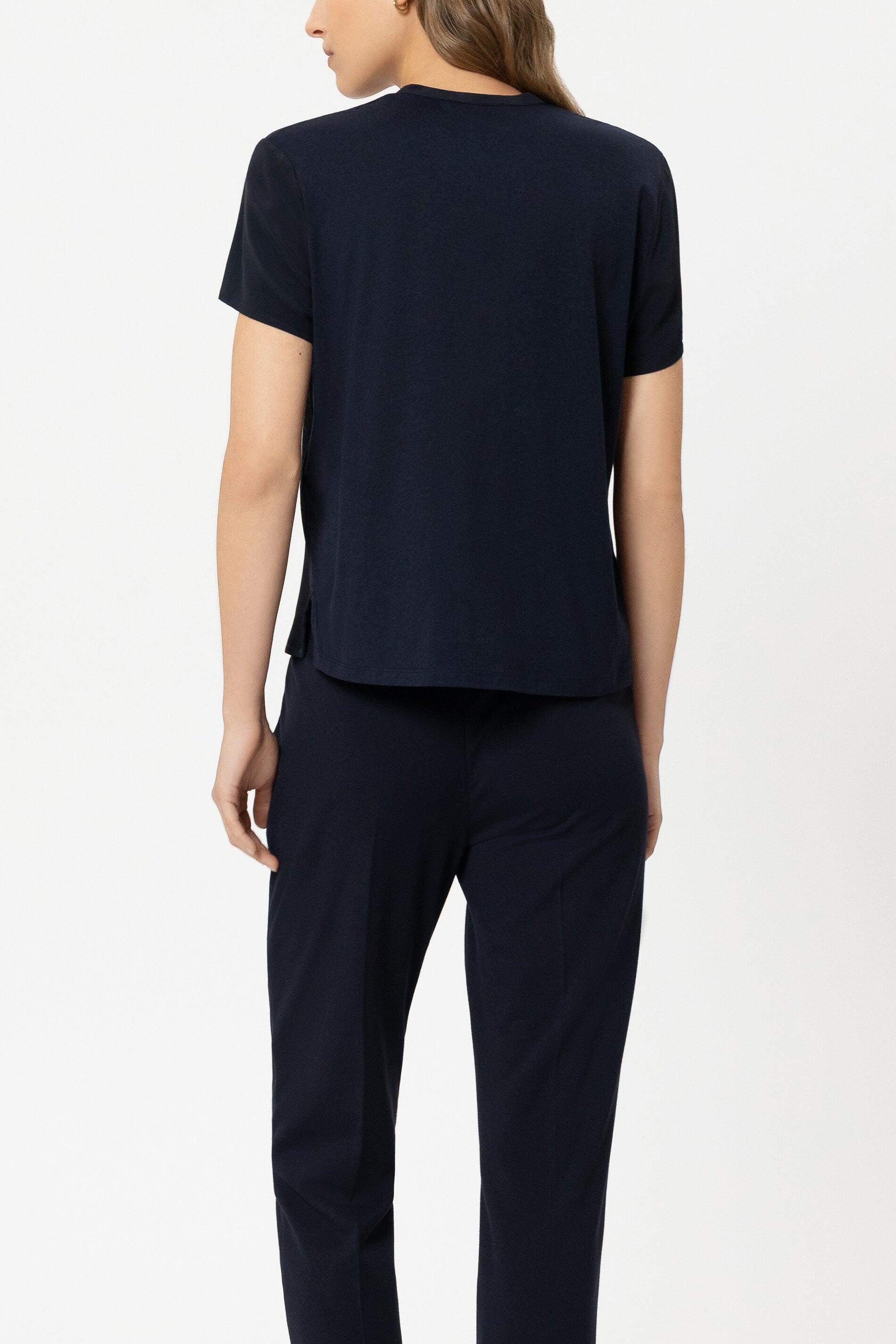 Halbarm-Shirt mit Volants - navy blue - Standard | Model Rück