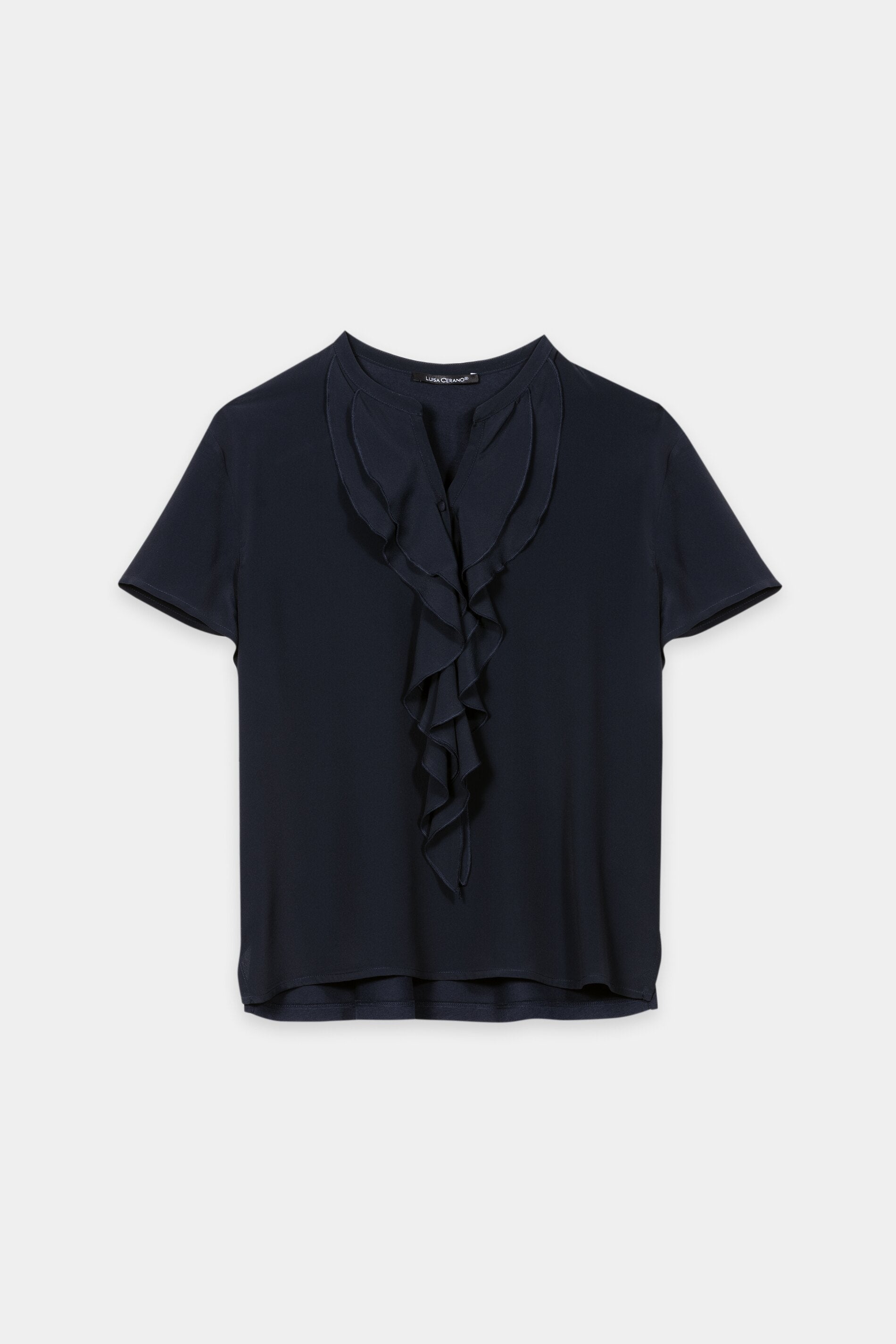 Halbarm-Shirt mit Volants - navy blue - Standard | Artikel Front