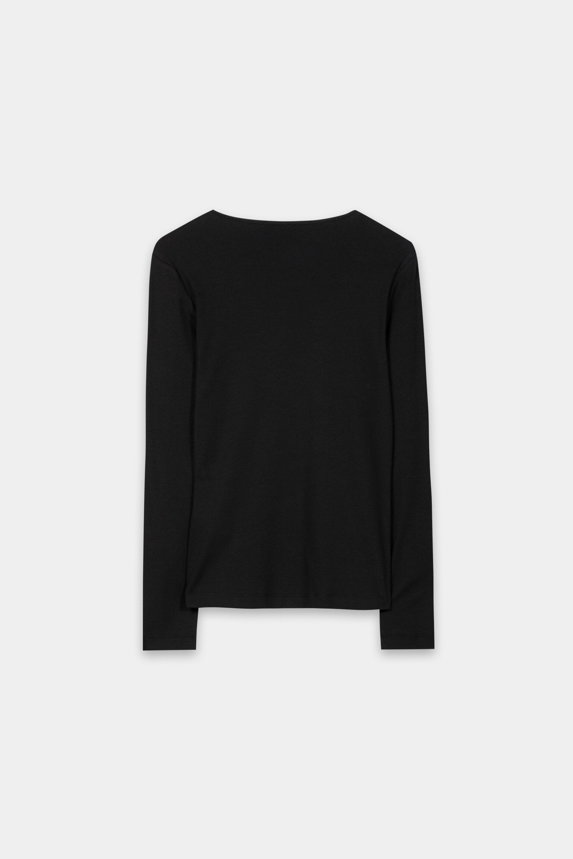 Rippshirt mit Carré-Ausschnitt - black - Standard | Artikel Rück