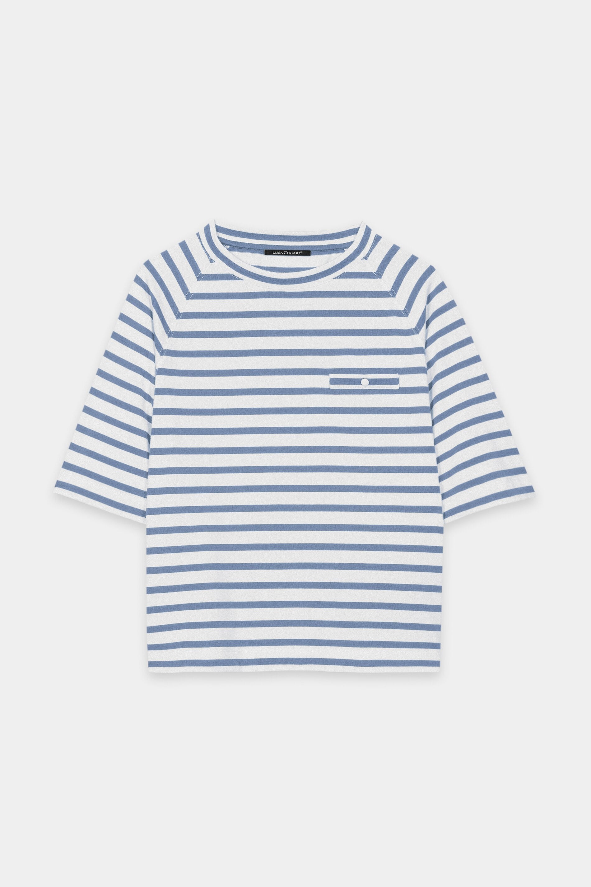 Ringel-Shirt mit Knopf-Detail - casual blue / cream - Standard | Artikel Front