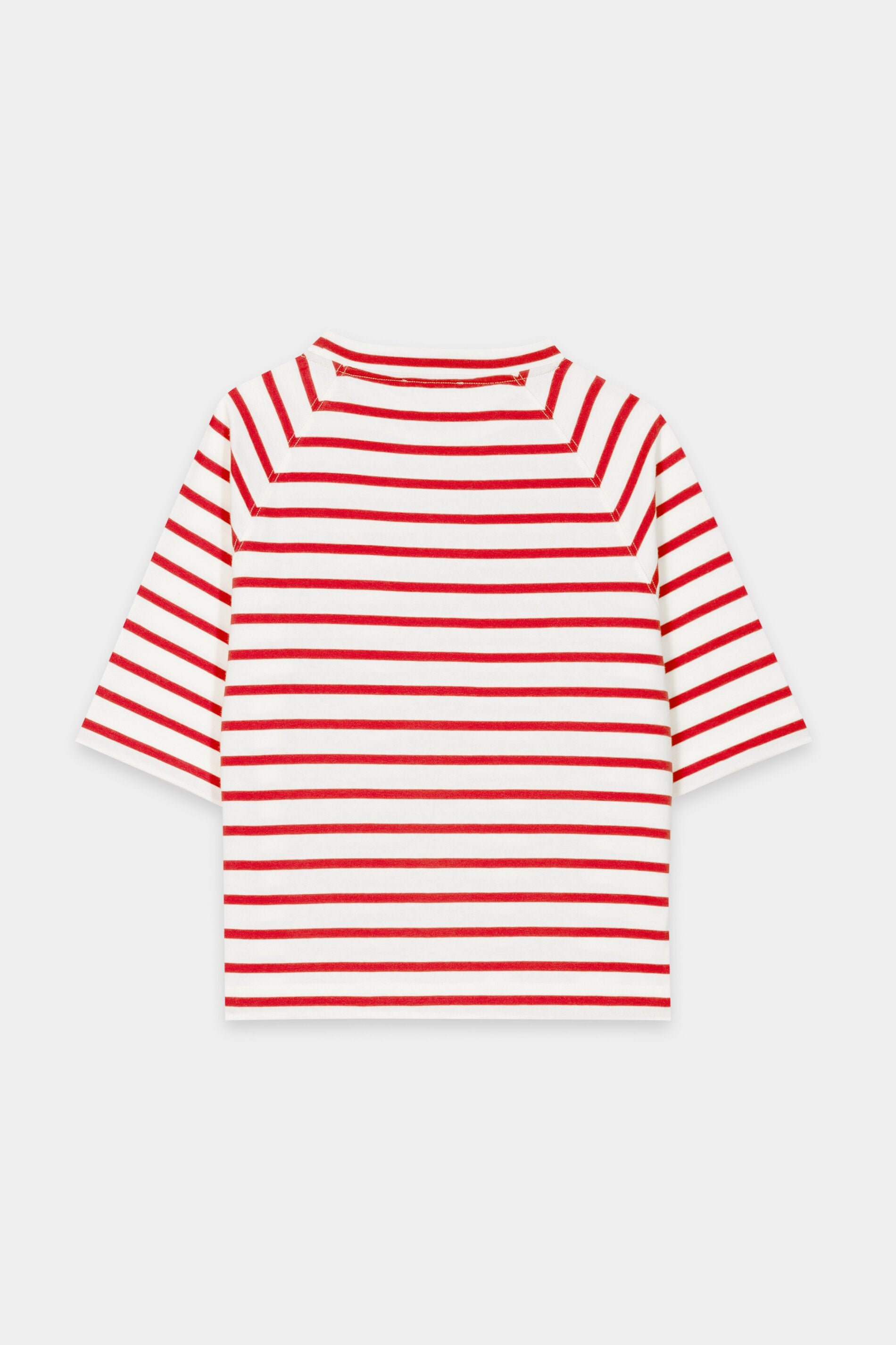 Ringel-Shirt mit Knopf-Detail - cherry red / cream - Standard | Artikel Rück