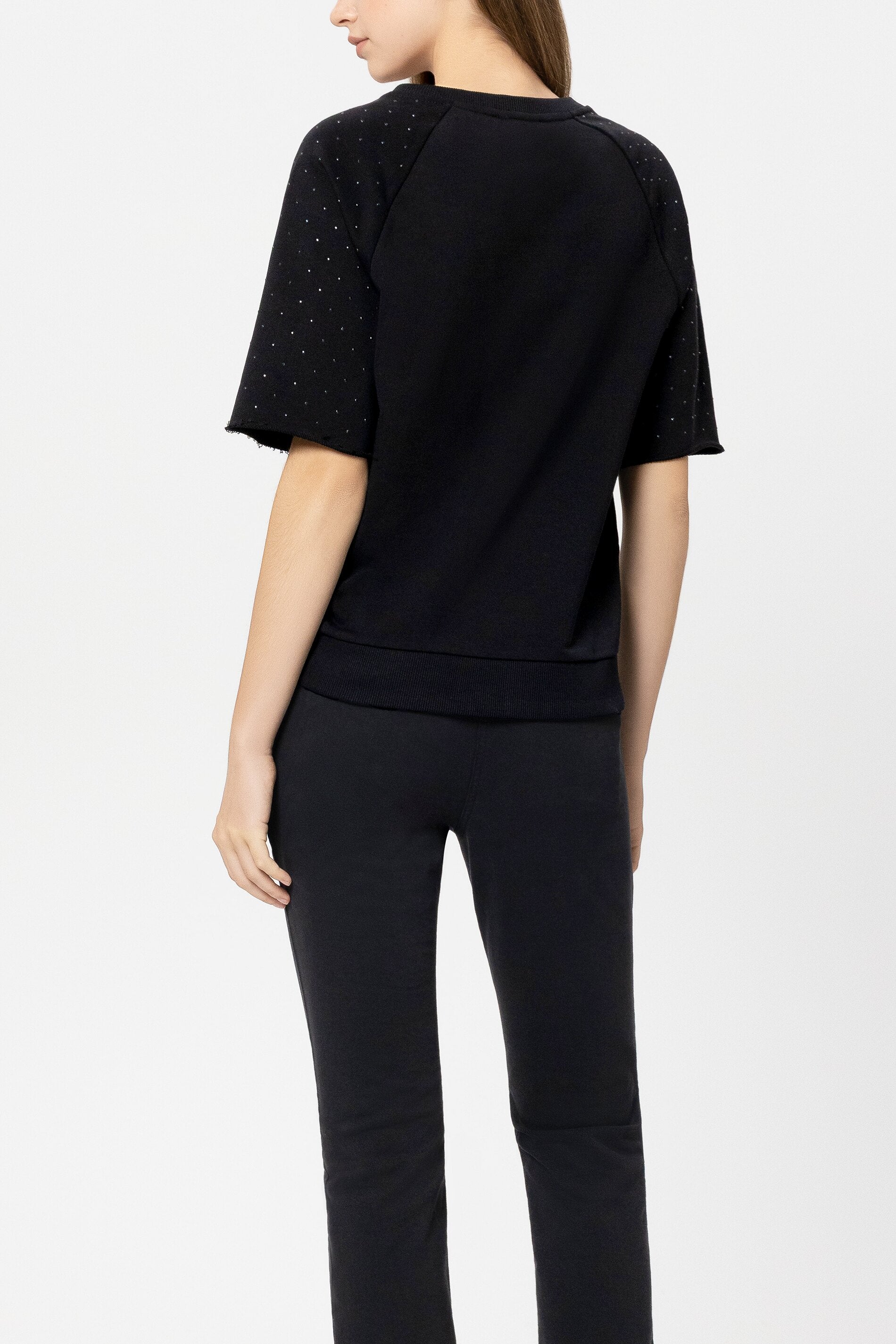 Sweatshirt mit Schmucksteinen - pure black - Standard | Model Rück